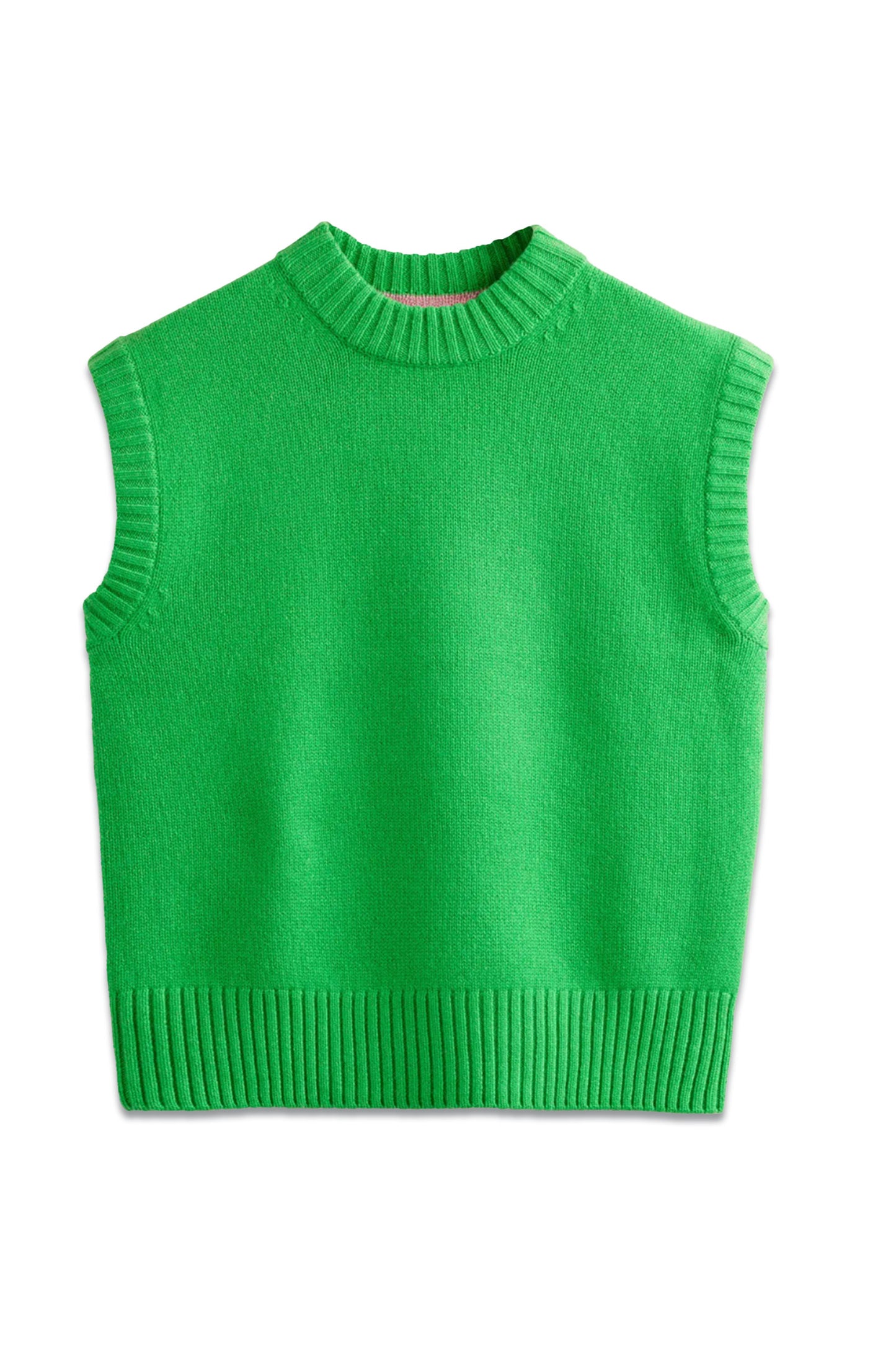 Chunky Cashmere Crew Neck Tank Green