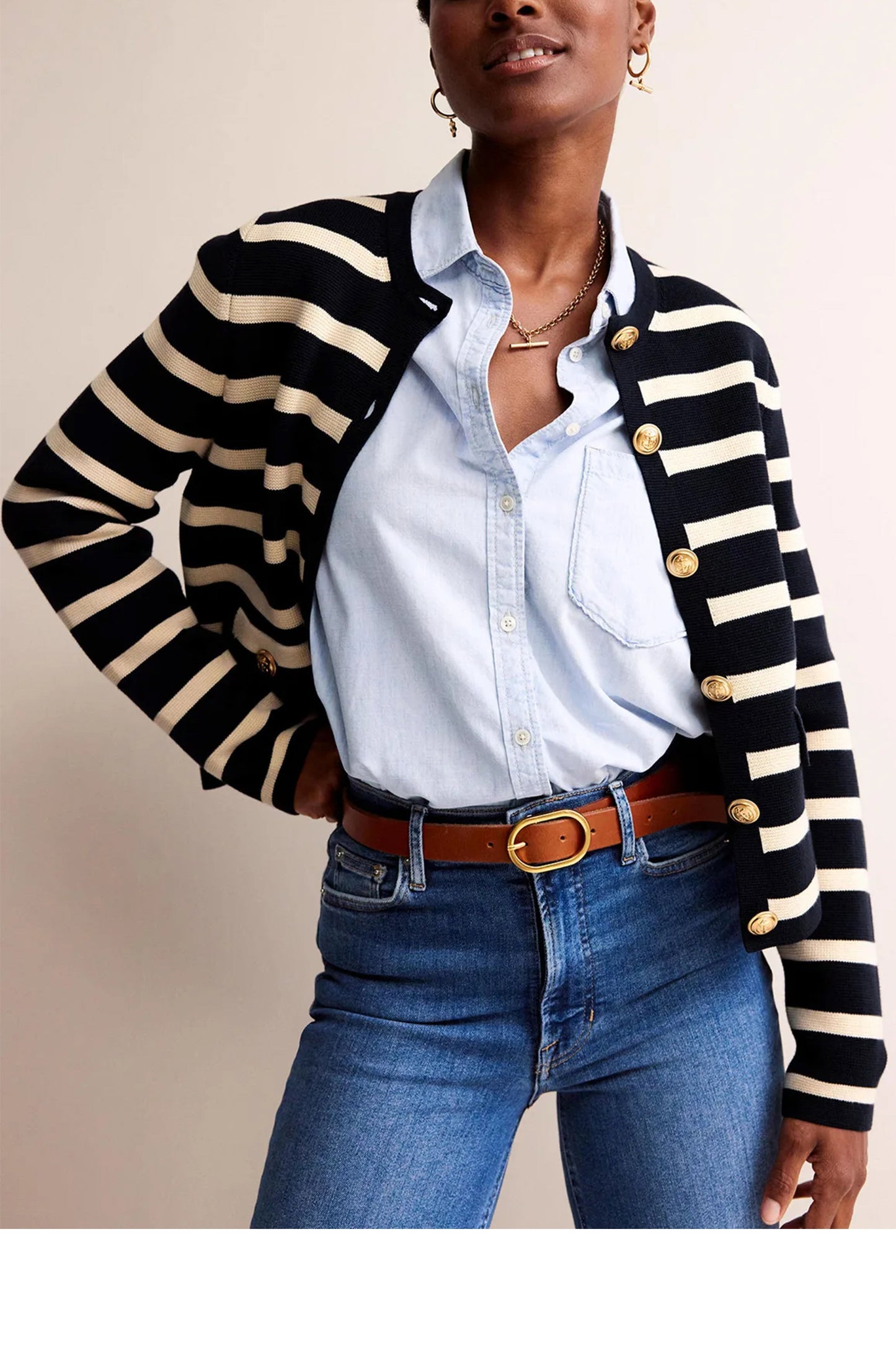 Holly Knitted Jacket Navy And Ivory