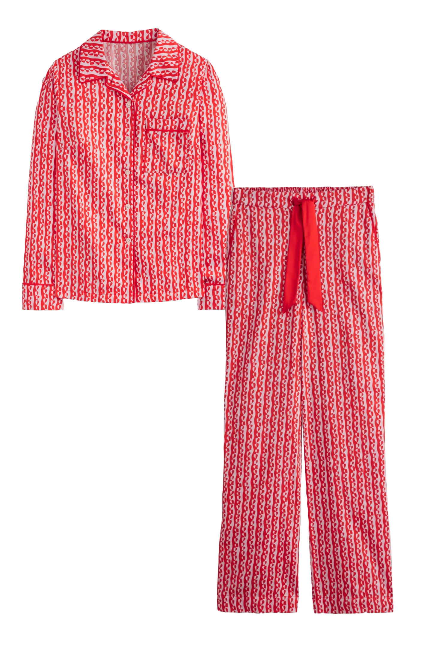 Orchid Pink Abstract Heart Cotton-Sateen Pyjama Shirt
