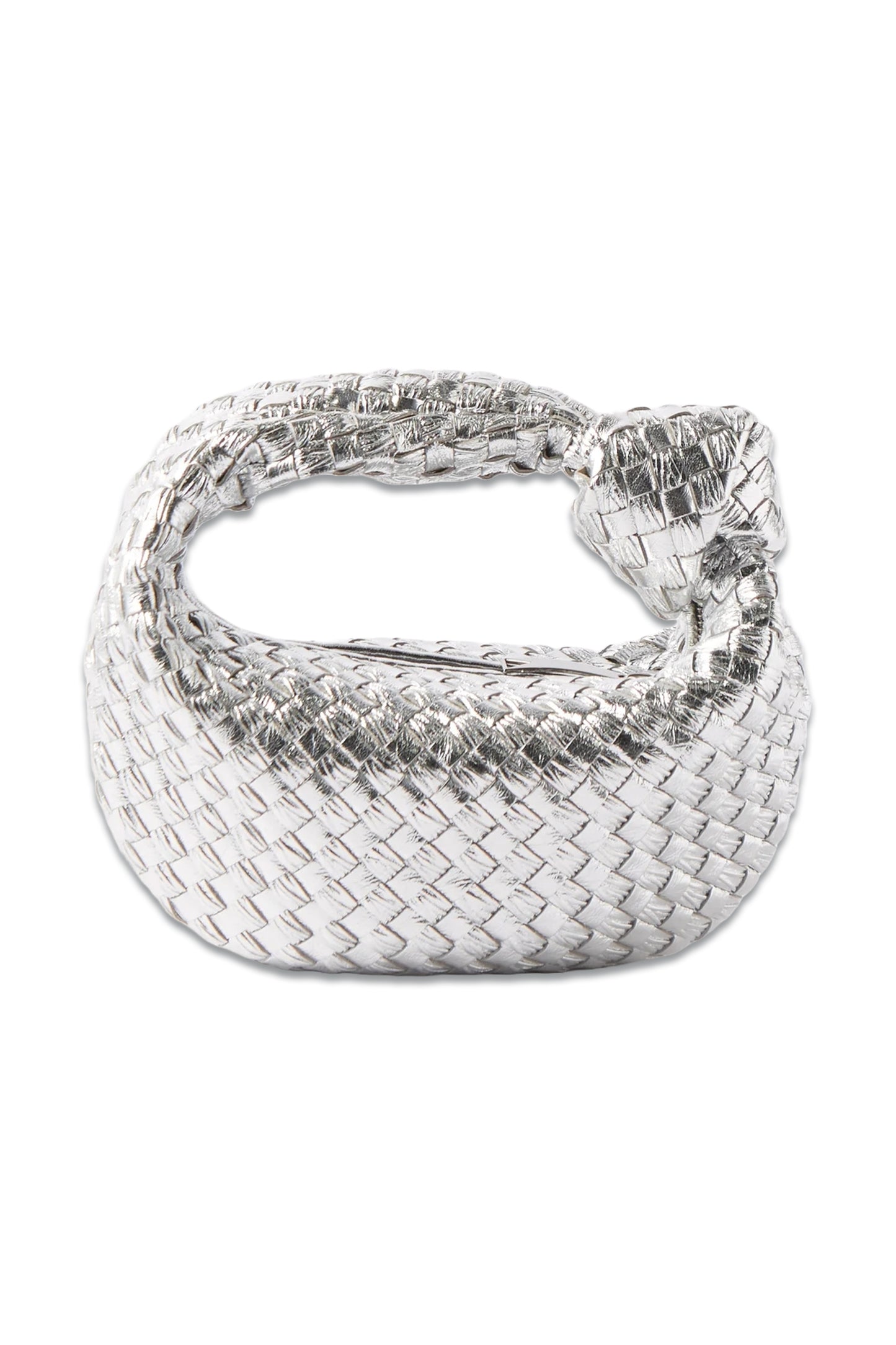 Jodie Mini Intrecciato-leather Clutch Bag Silver