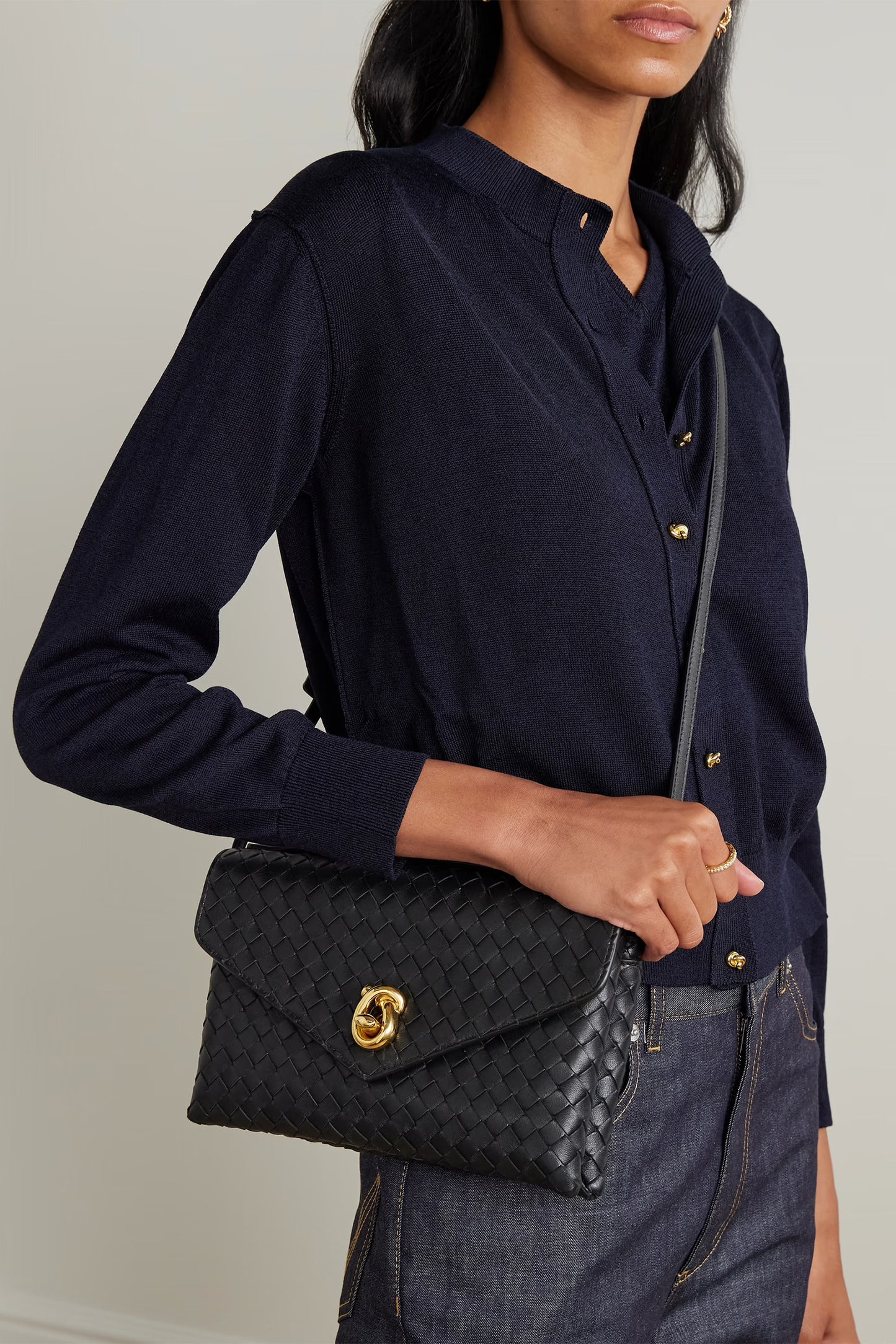 Knot Lock Medium Intrecciato Leather Shoulder Bag