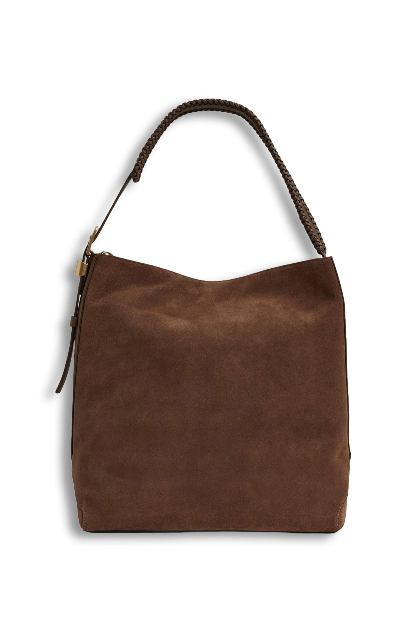Shiba Suede Leather Braided-Strap Tote Bag in Rust