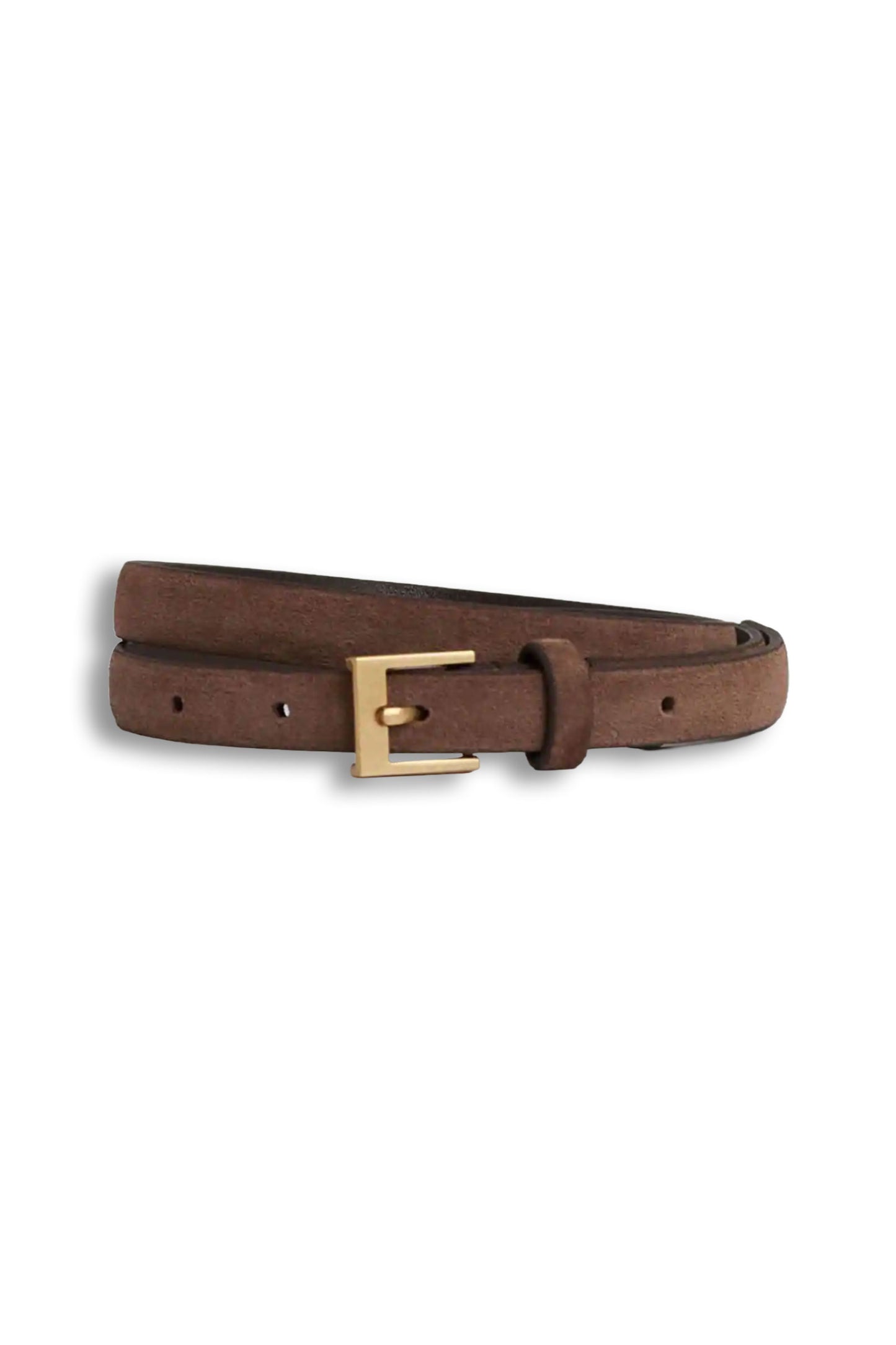 Holly Leather Skinny Belt in Rust