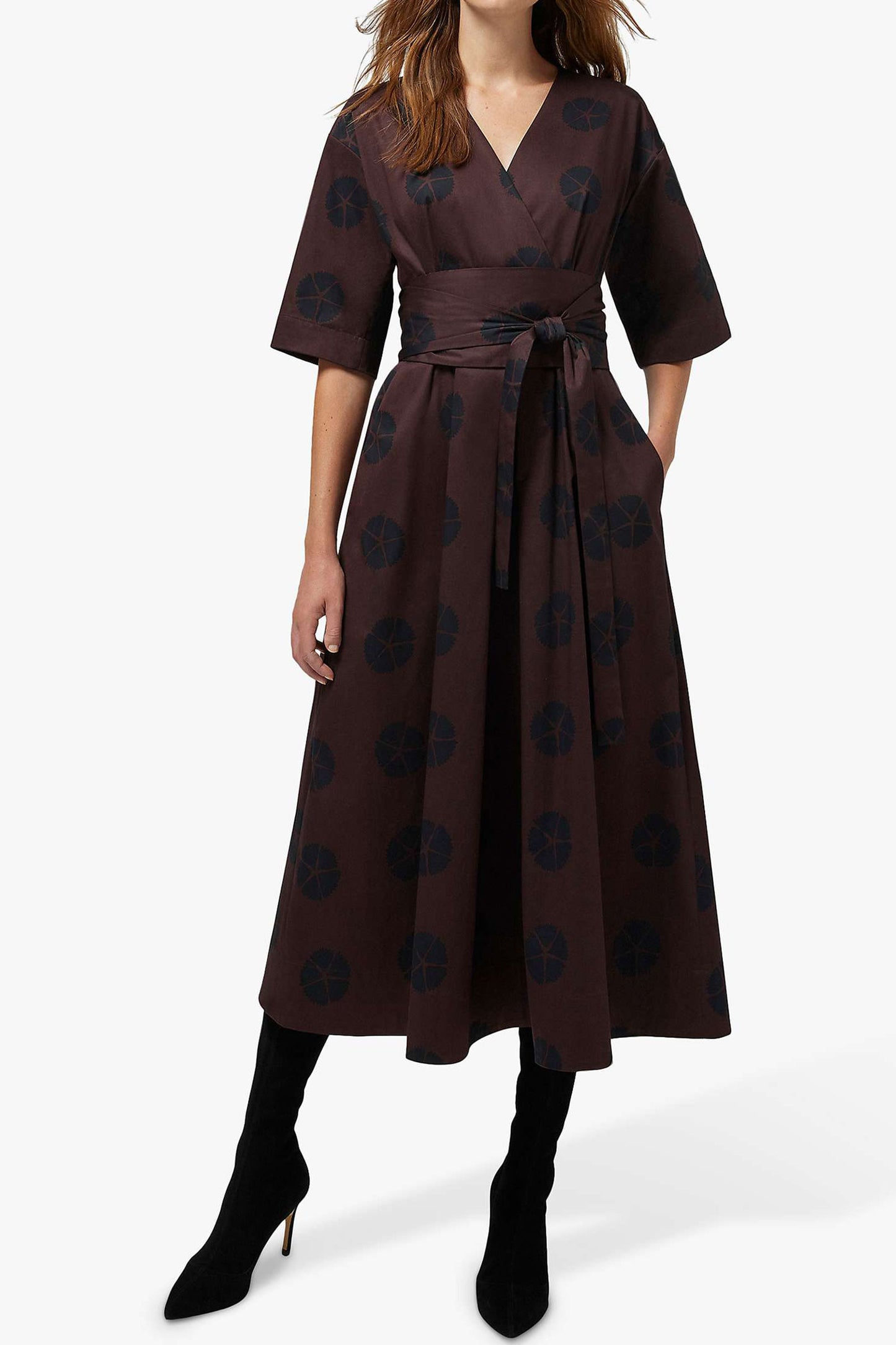 London Betsy Kimono Midi Wrap Dress
