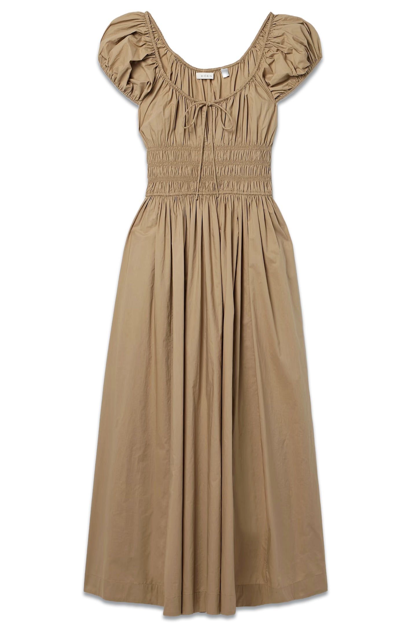+ NET SUSTAIN Quinn Tie-detailed Shirred Organic Cotton-poplin Midi Dress