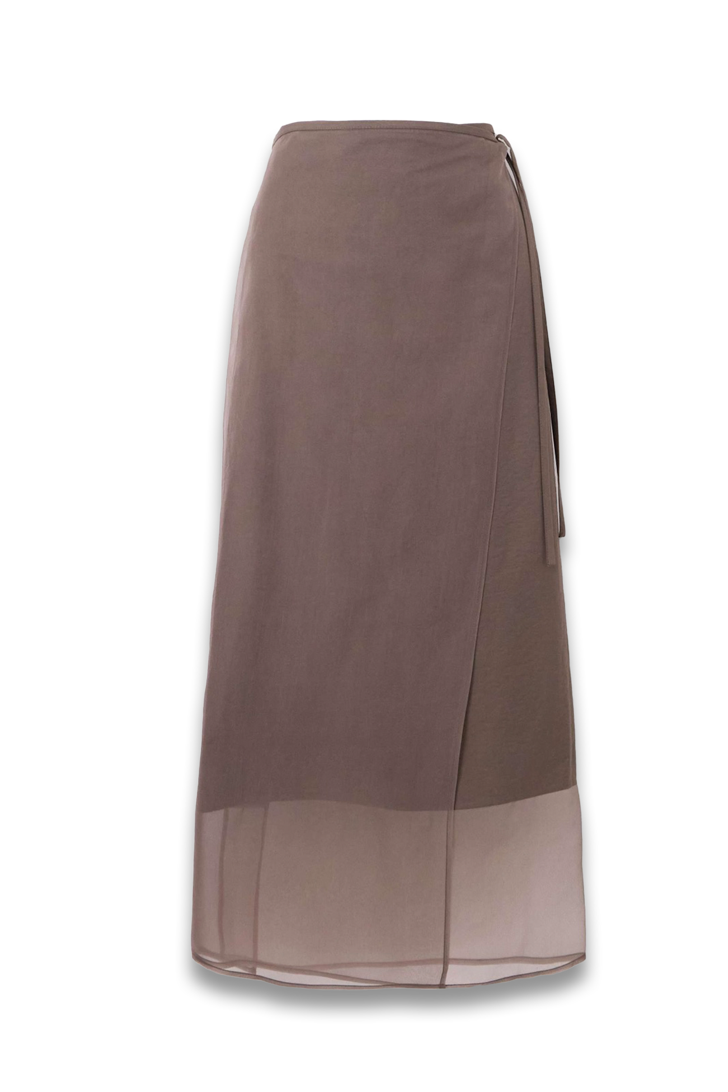 Organza-Trimmed Cotton-Blend Midi Wrap Skirt