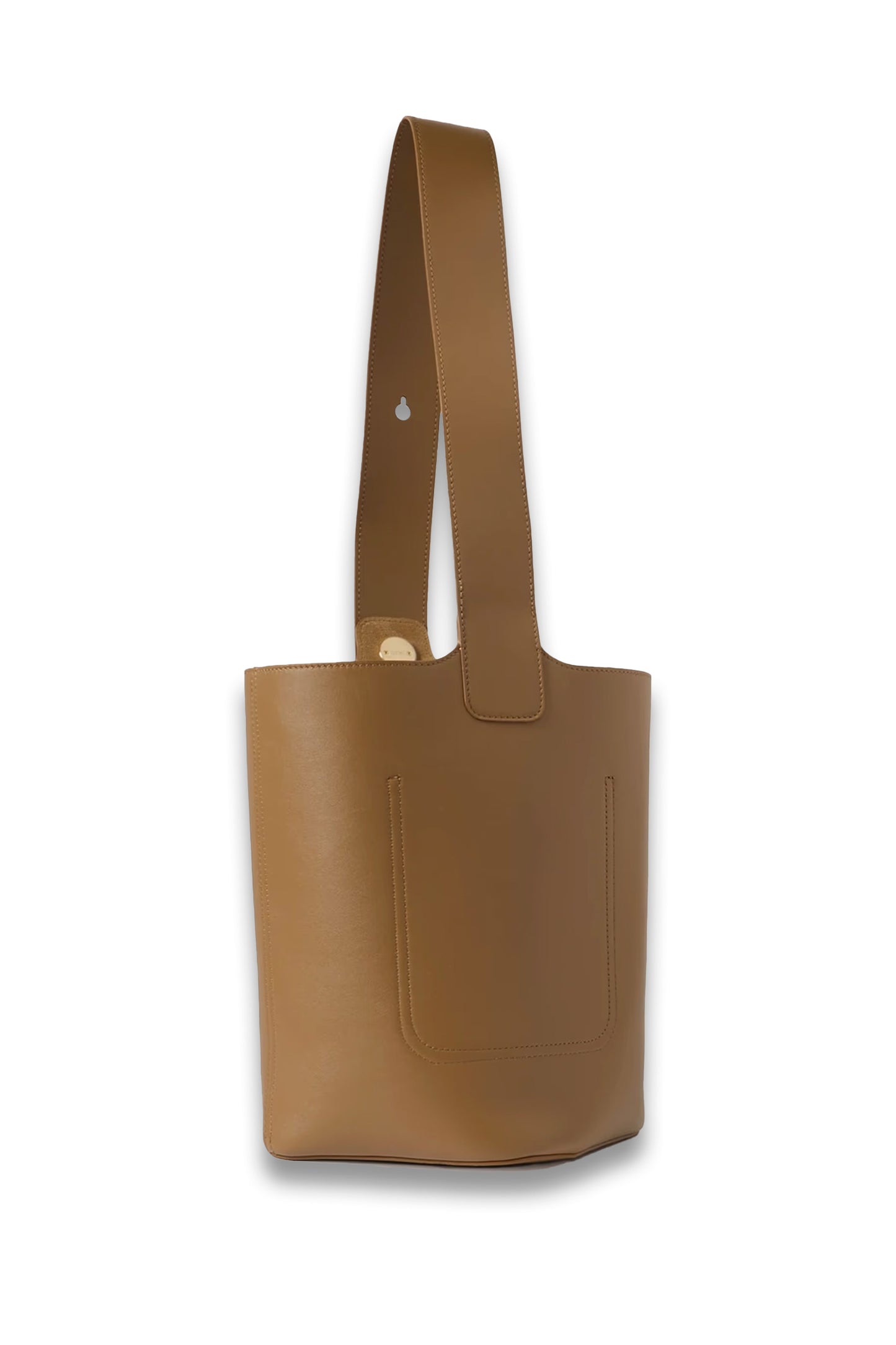 Pebble embellished leather bucket bag brown