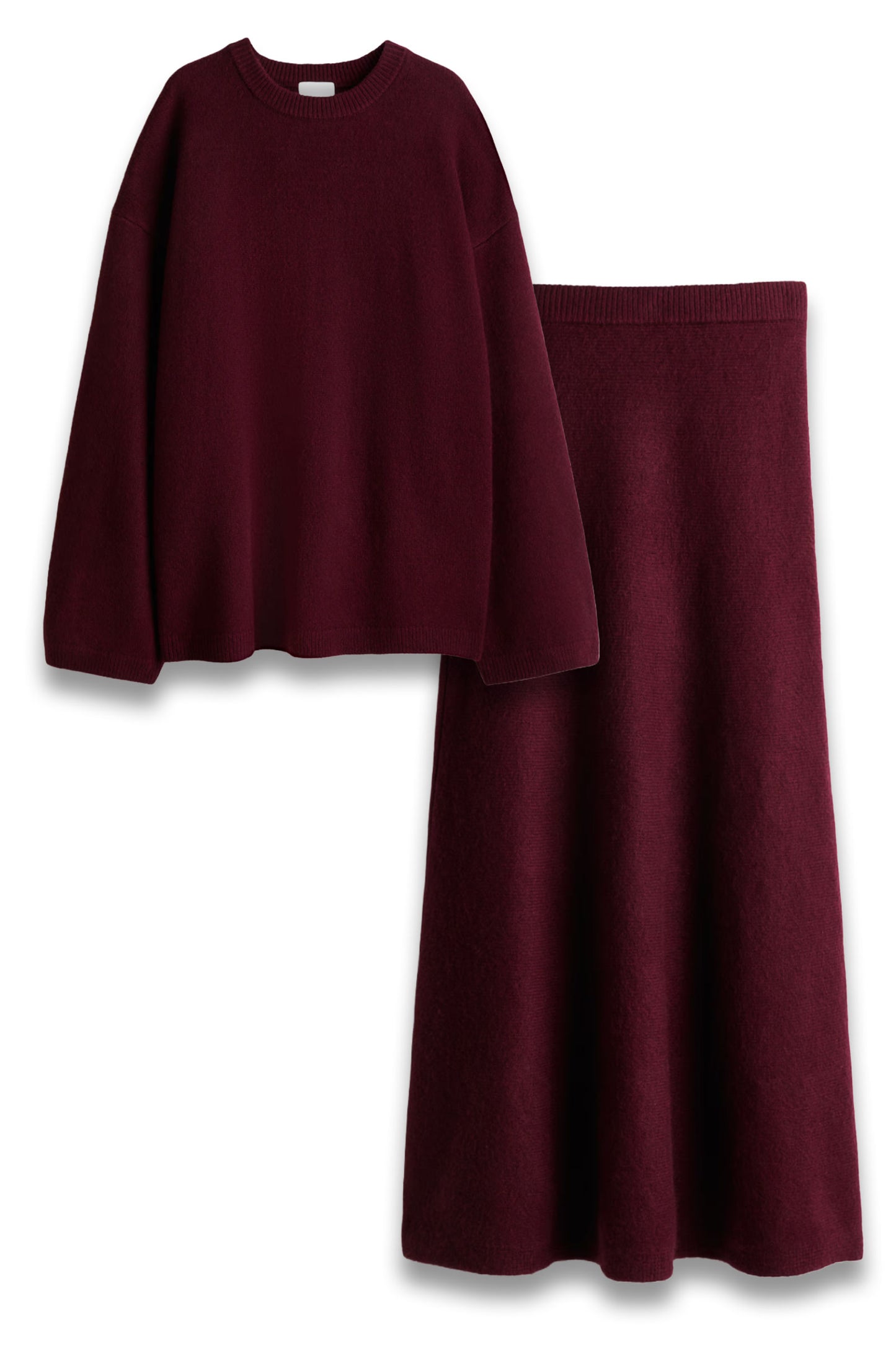 Oversized Jumper and Flared Knitted Skirt Set