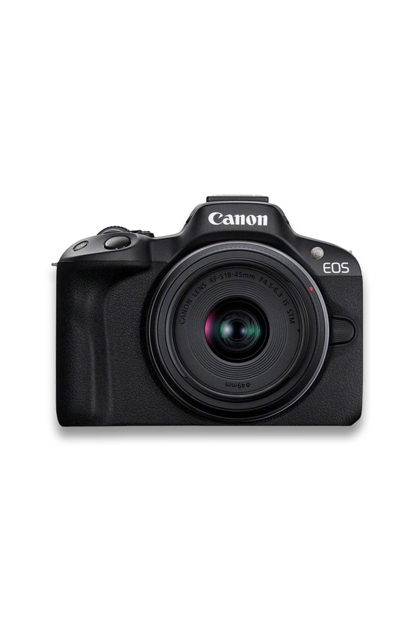 EOS R50 Compact System Camera with RF-S 18-45mm Zoom Lens, 4K Ultra HD, 24.2MP, Wi-Fi, Bluetooth, OLED EVF, 3” Vari-Angle Touch Screen