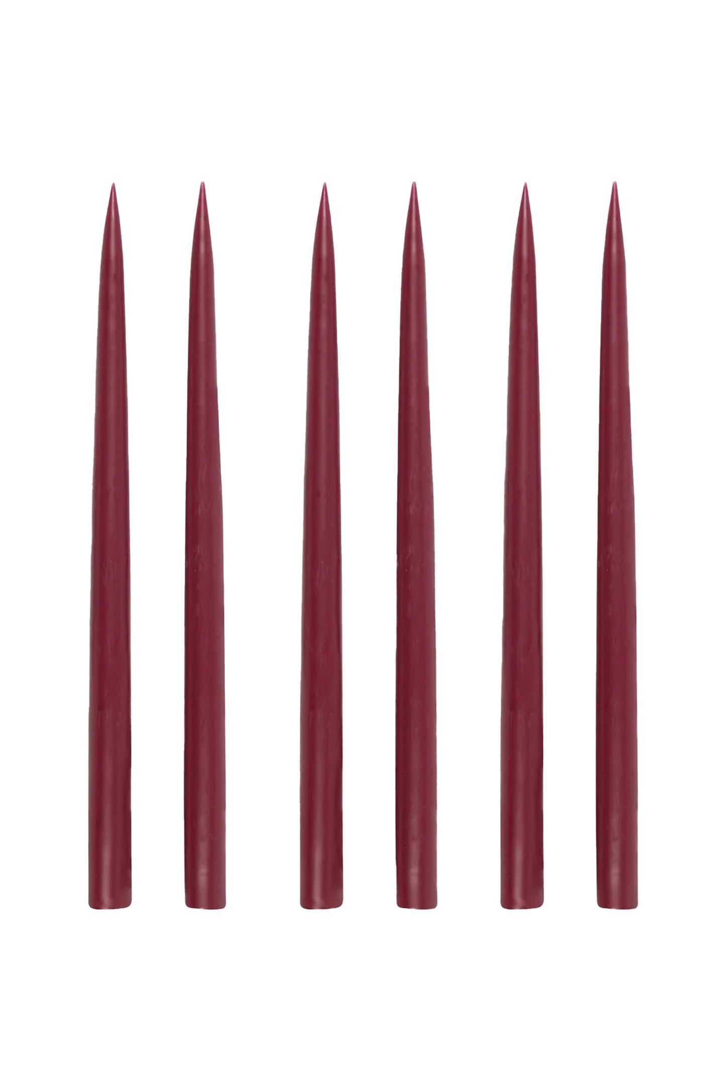 Set of 6 Danish Taper Candles, Burgundy