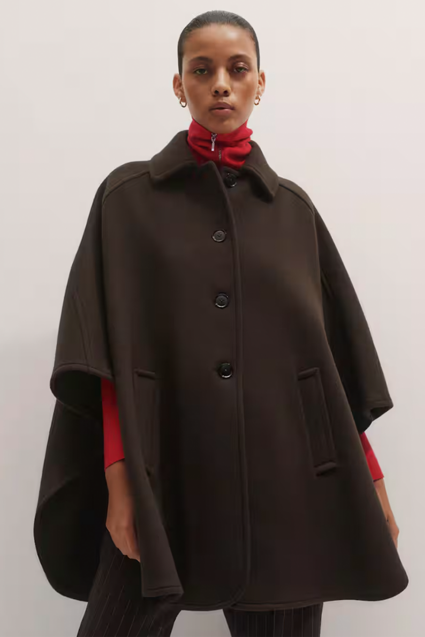 Curved Seam Cape Coat