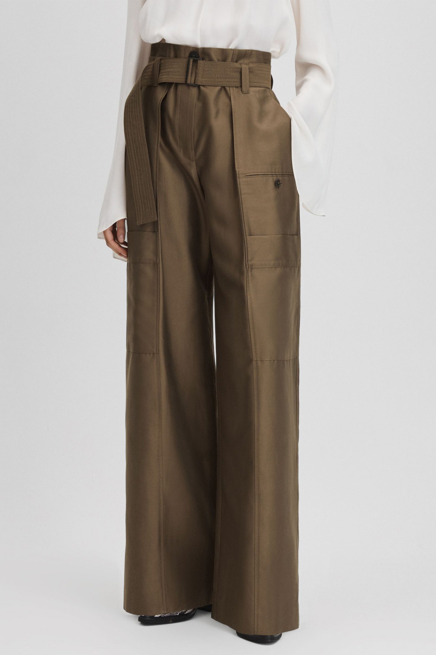 Wide Leg Paper Bag Trousers