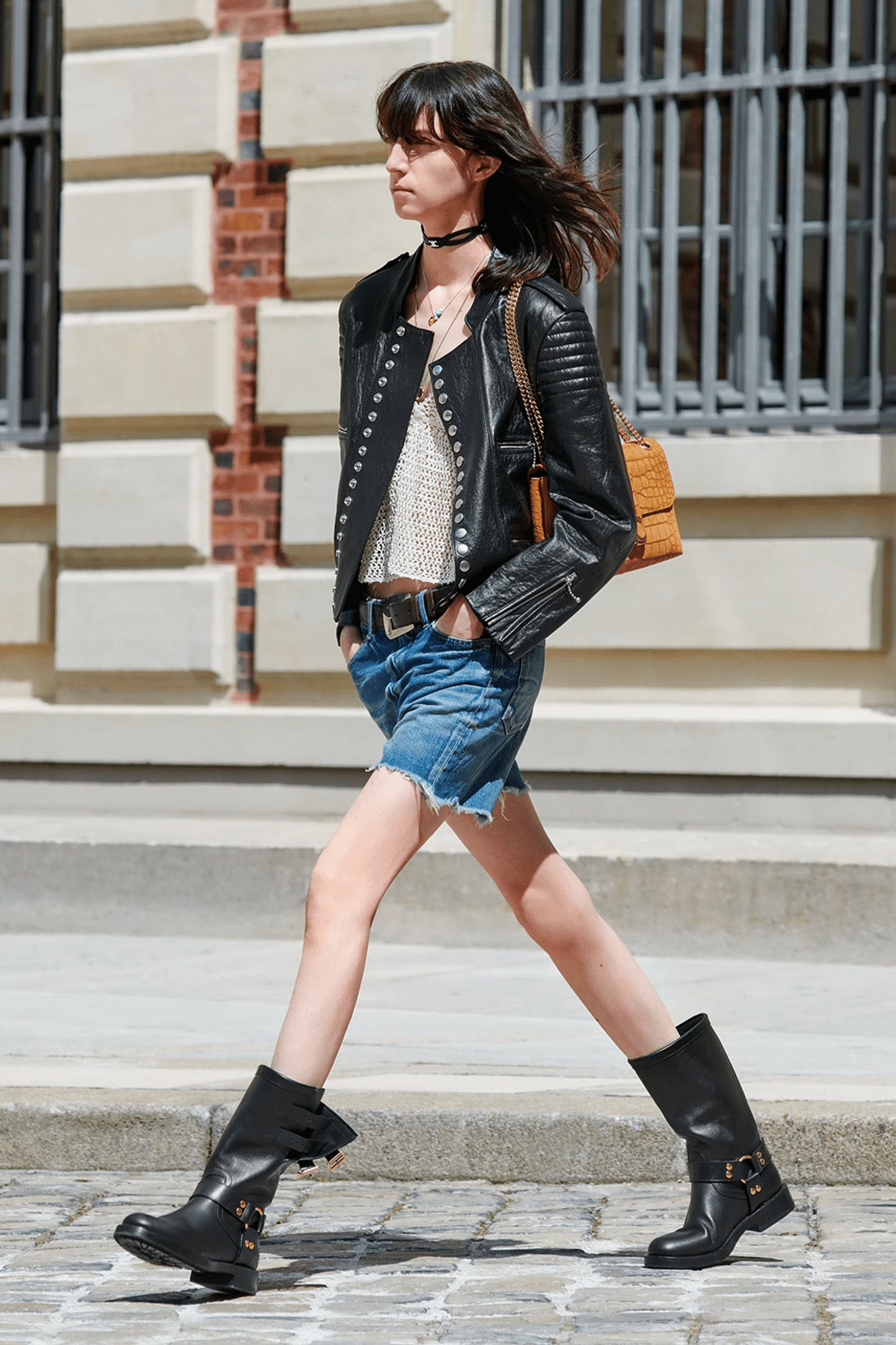 Racer Blouson Jacket In Soft Lambskin Black