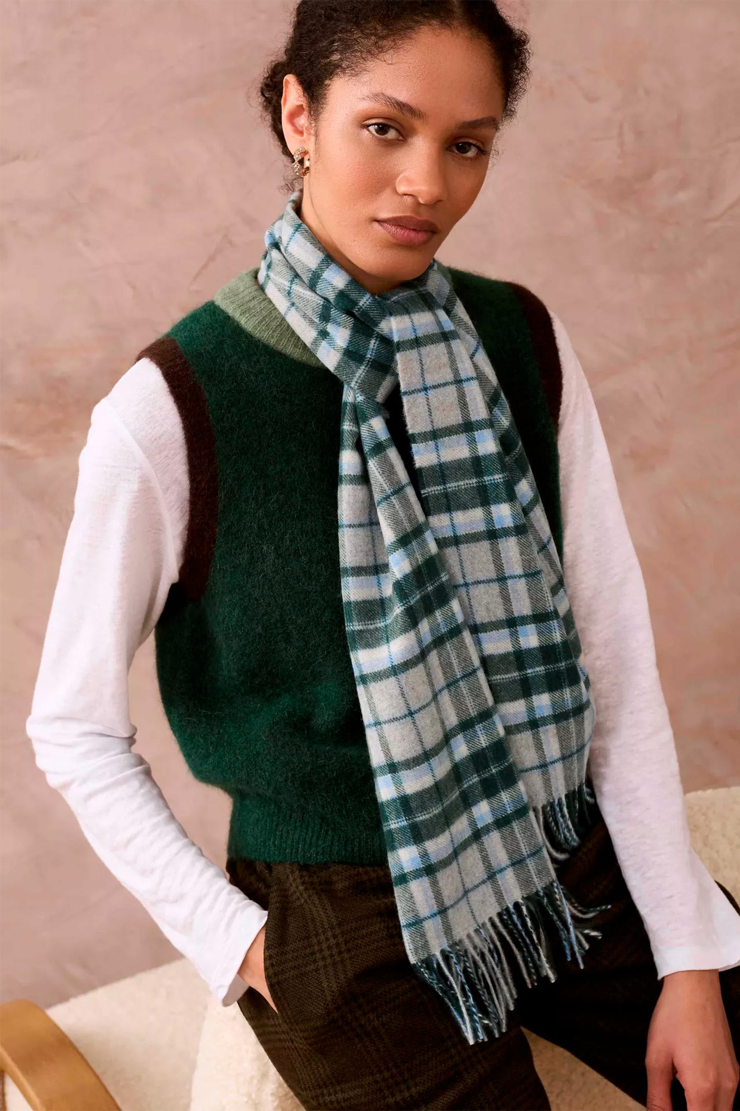 Cashmere Plaid Check Scarf