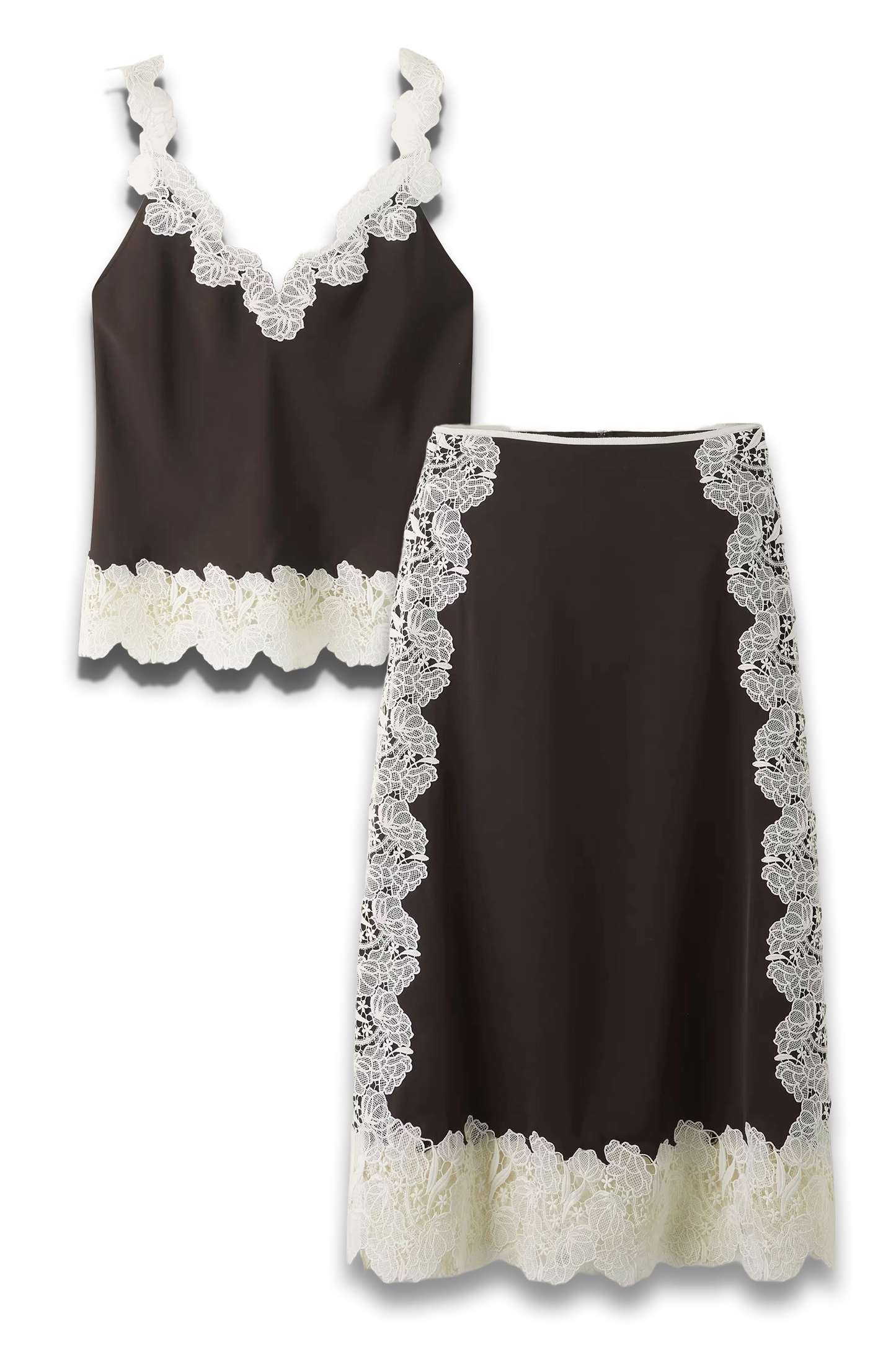 Floral Lace Cami Top + Skirt Co-ord
