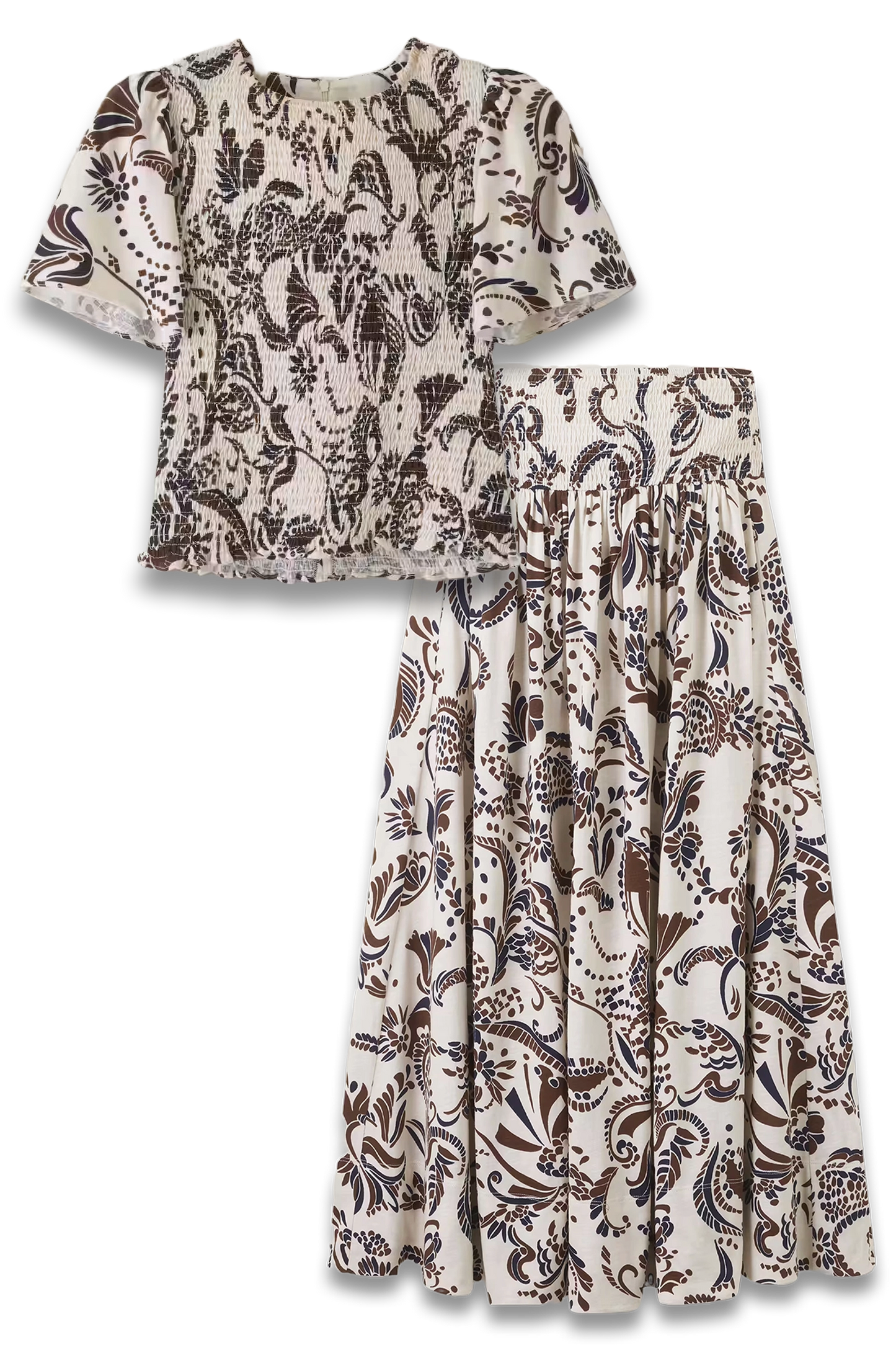 Silhouette Print Smock Top + Maxi Skirt Co-ord