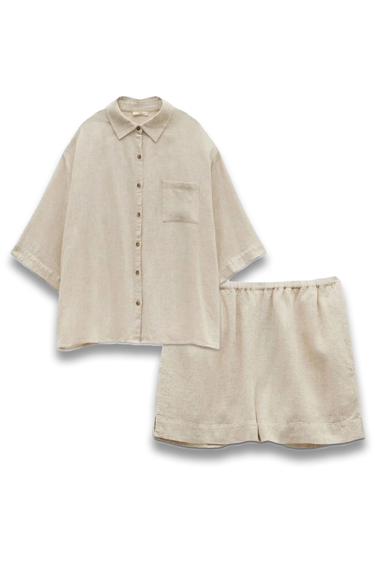 Lana Linen Blend Shirt and Shorts Set