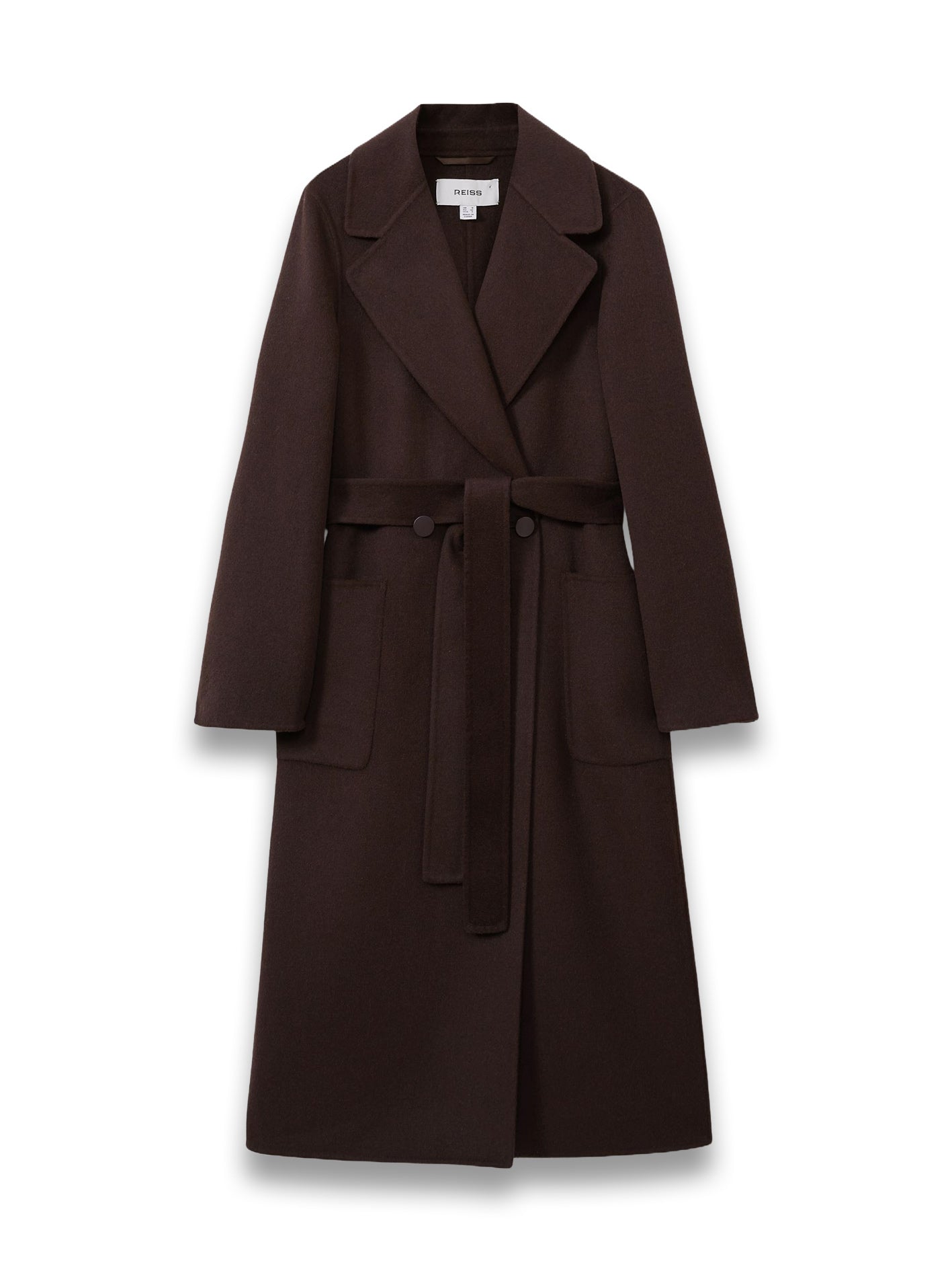 Petite Wool-Blend Double-Breasted Blindseam Coat in Chocolate