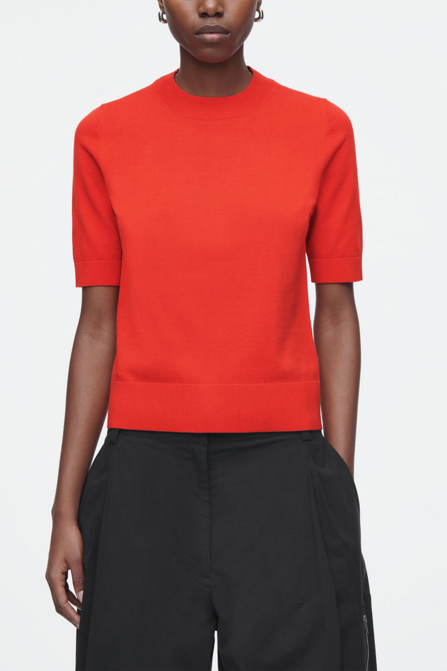 Red Regular Knitted T-shirt