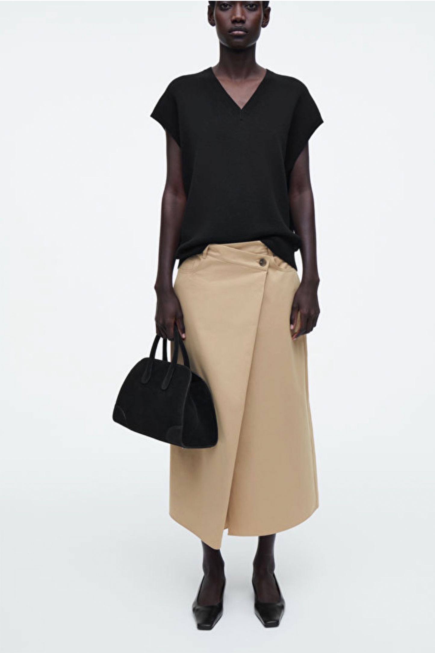 Asymmetric Cotton Midi Skirt