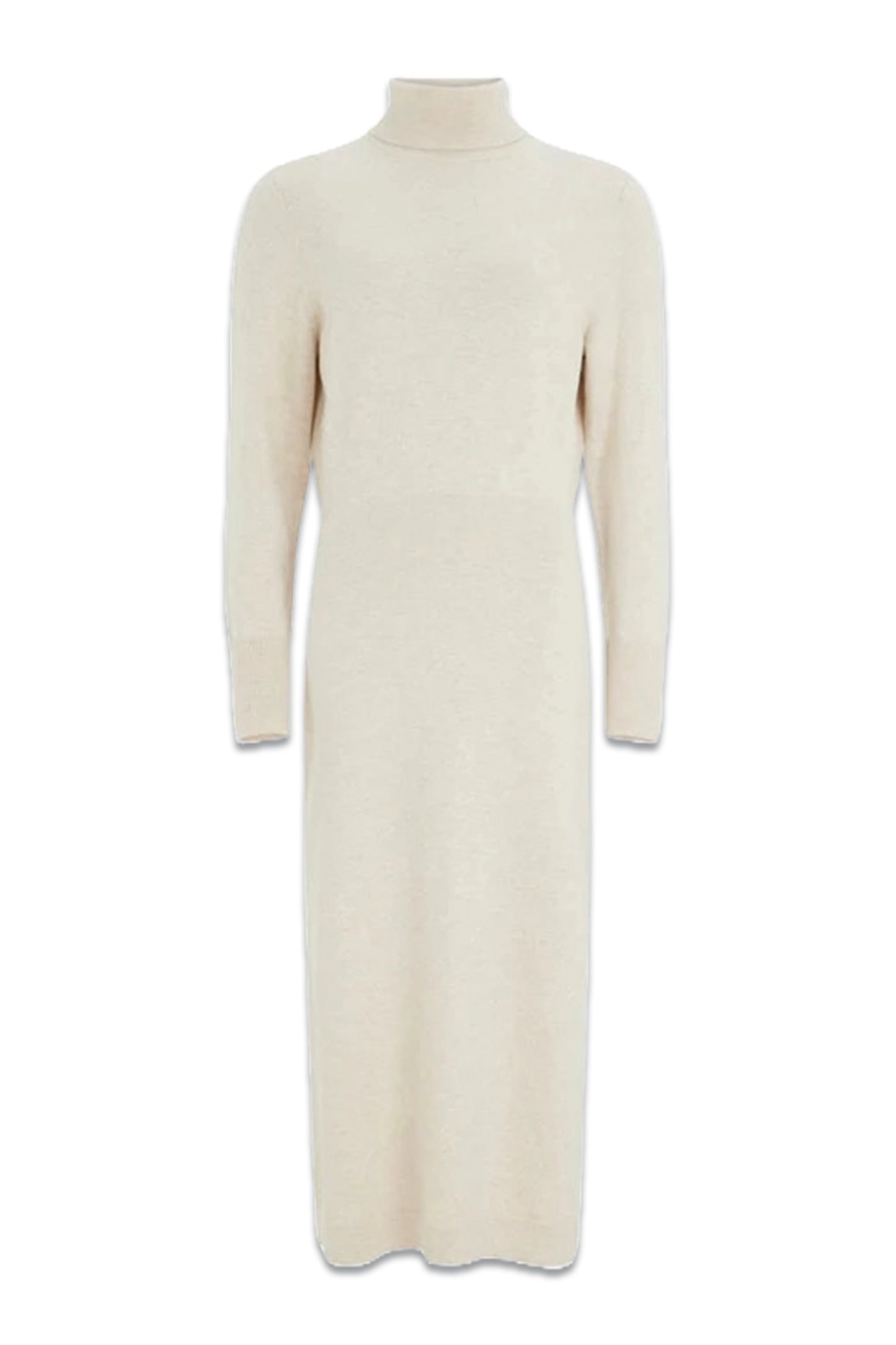 Cream Wool Blend Midi Dress