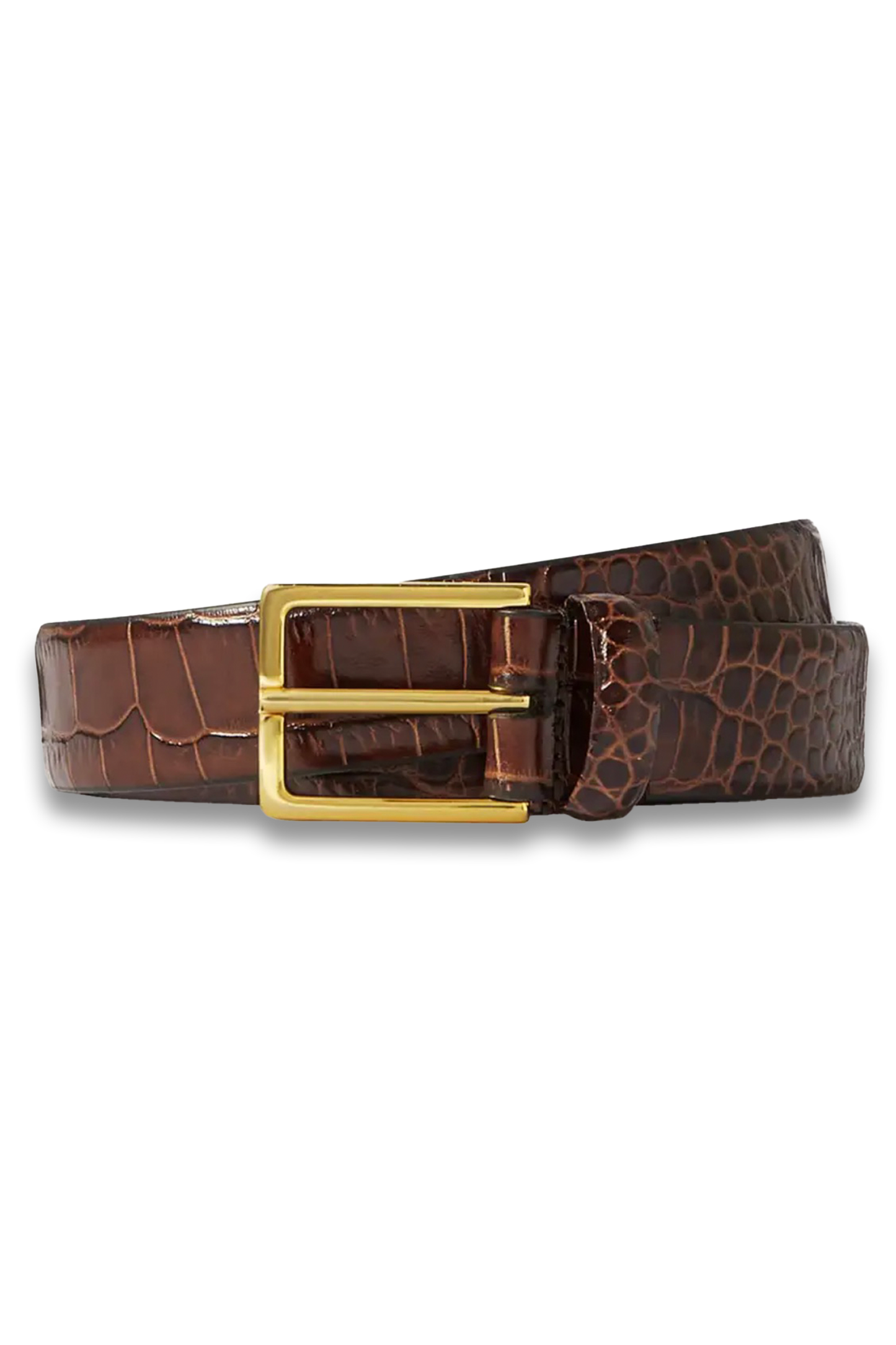 Croc-Effect Leather Belt