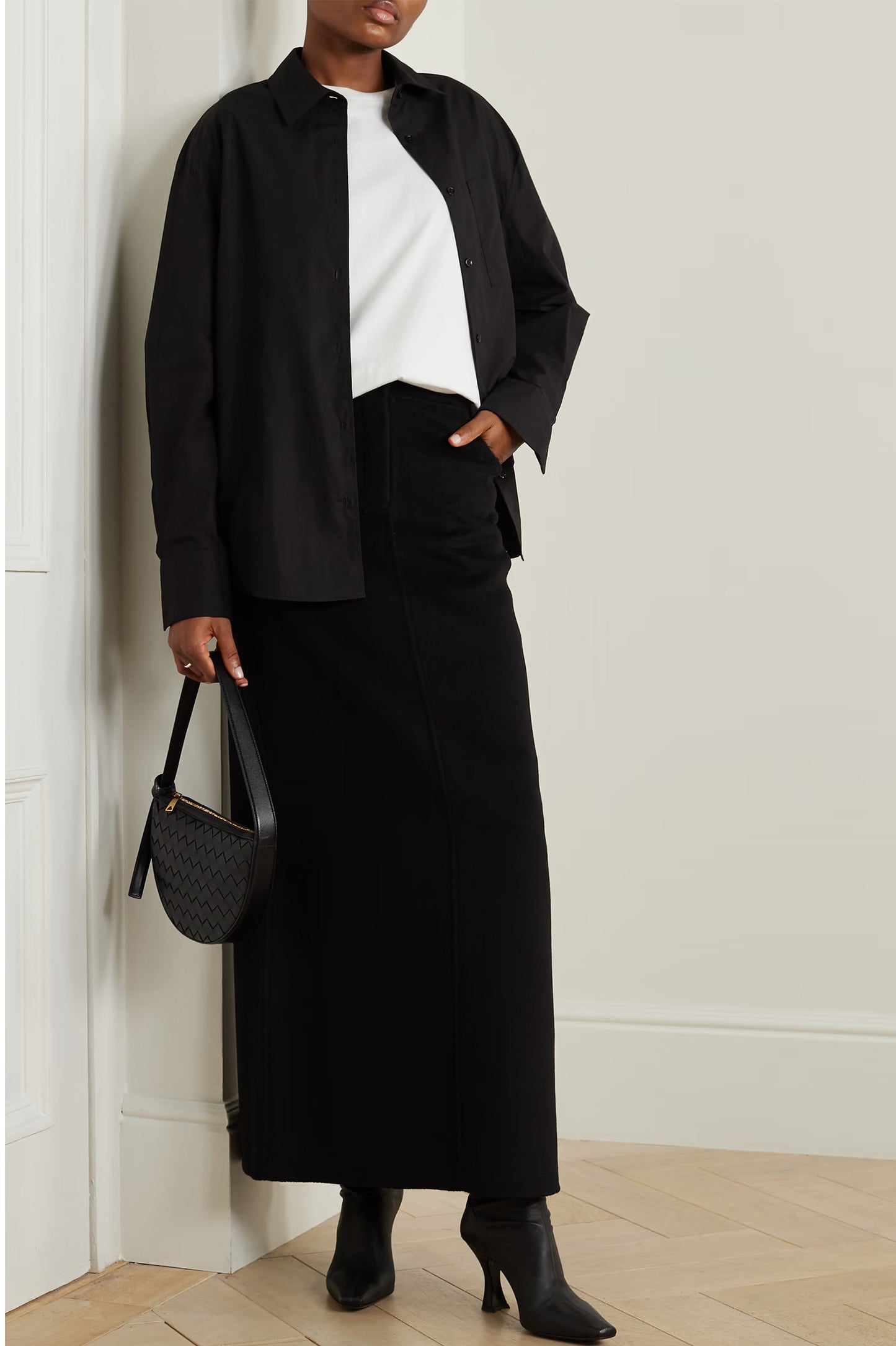 Black Malvo Crepe Maxi Skirt