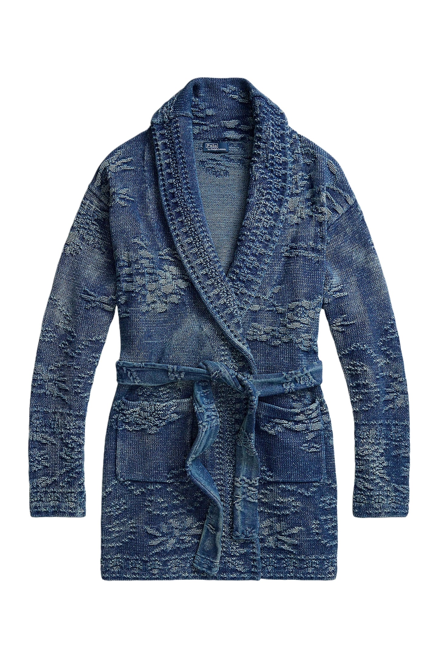 Floral Cotton Shawl-Collar Cardigan