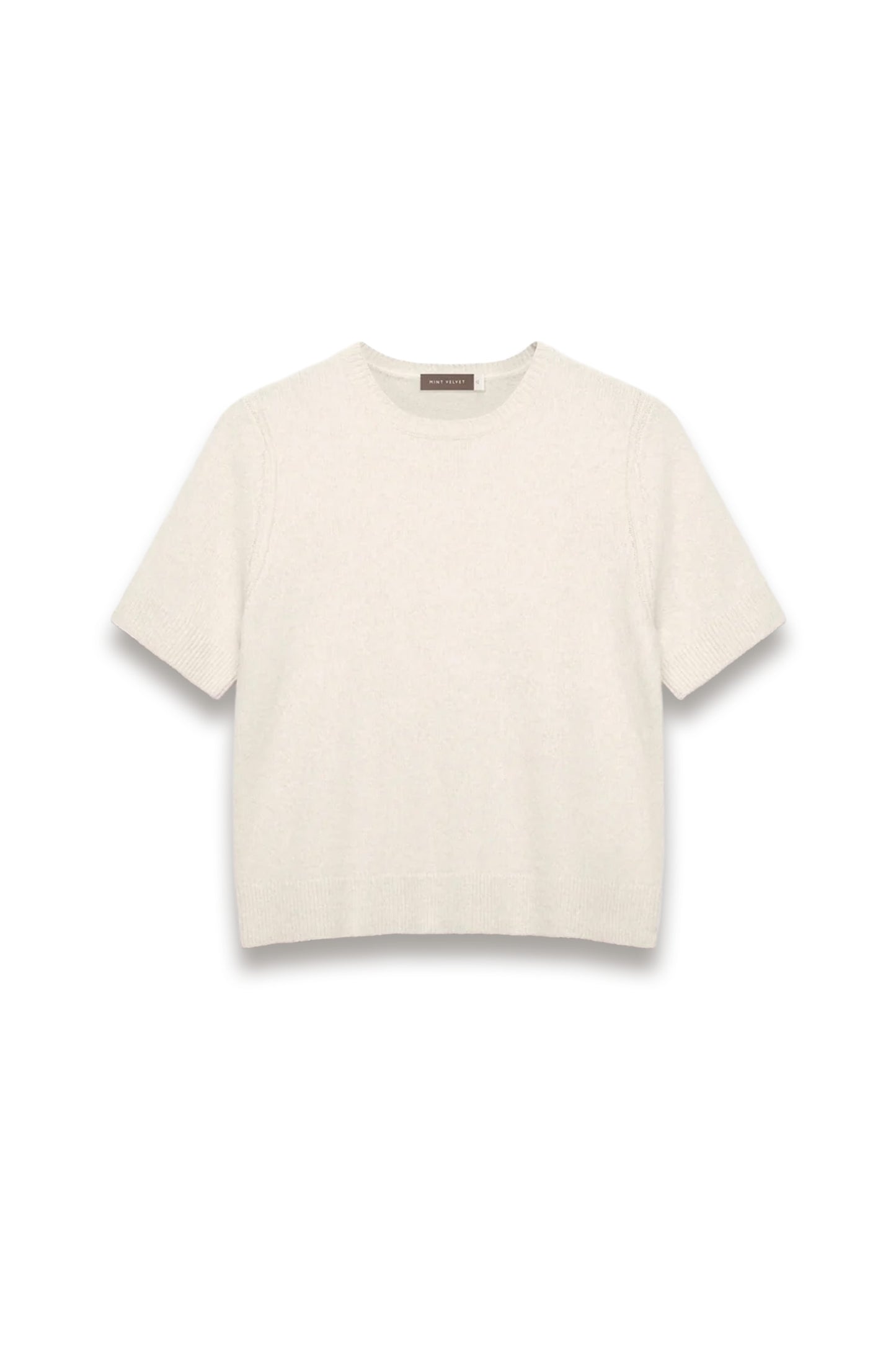 Cream Fitted Knit Tee
