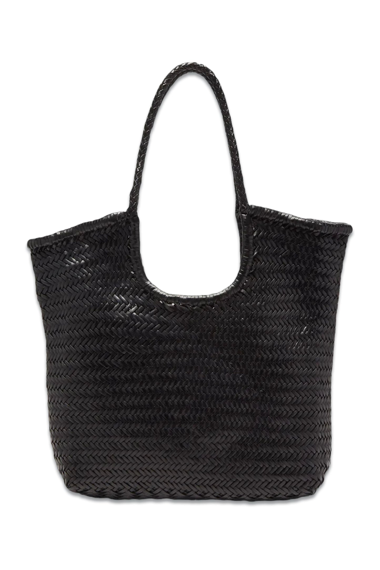 Triple Jump Woven-leather Basket Bag Black