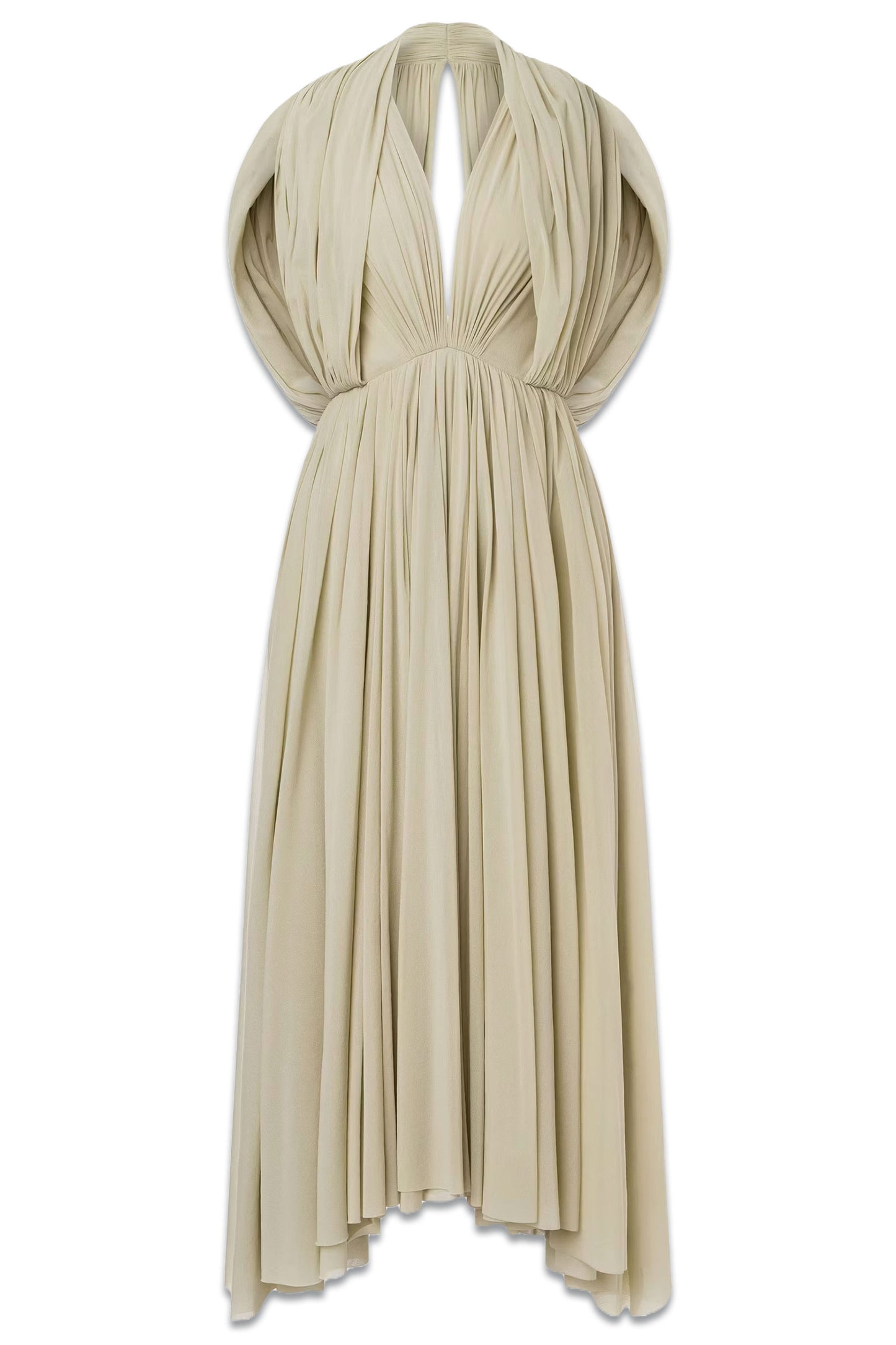 Stretch Tulle Dress With Cape Sleeves