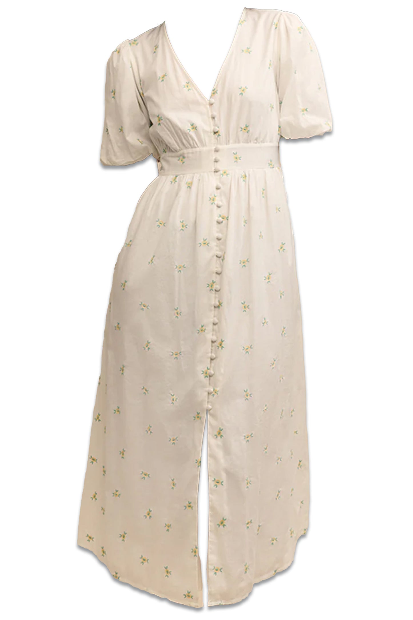 White Ditsy Floral Embroidered Arabella Midi Dress