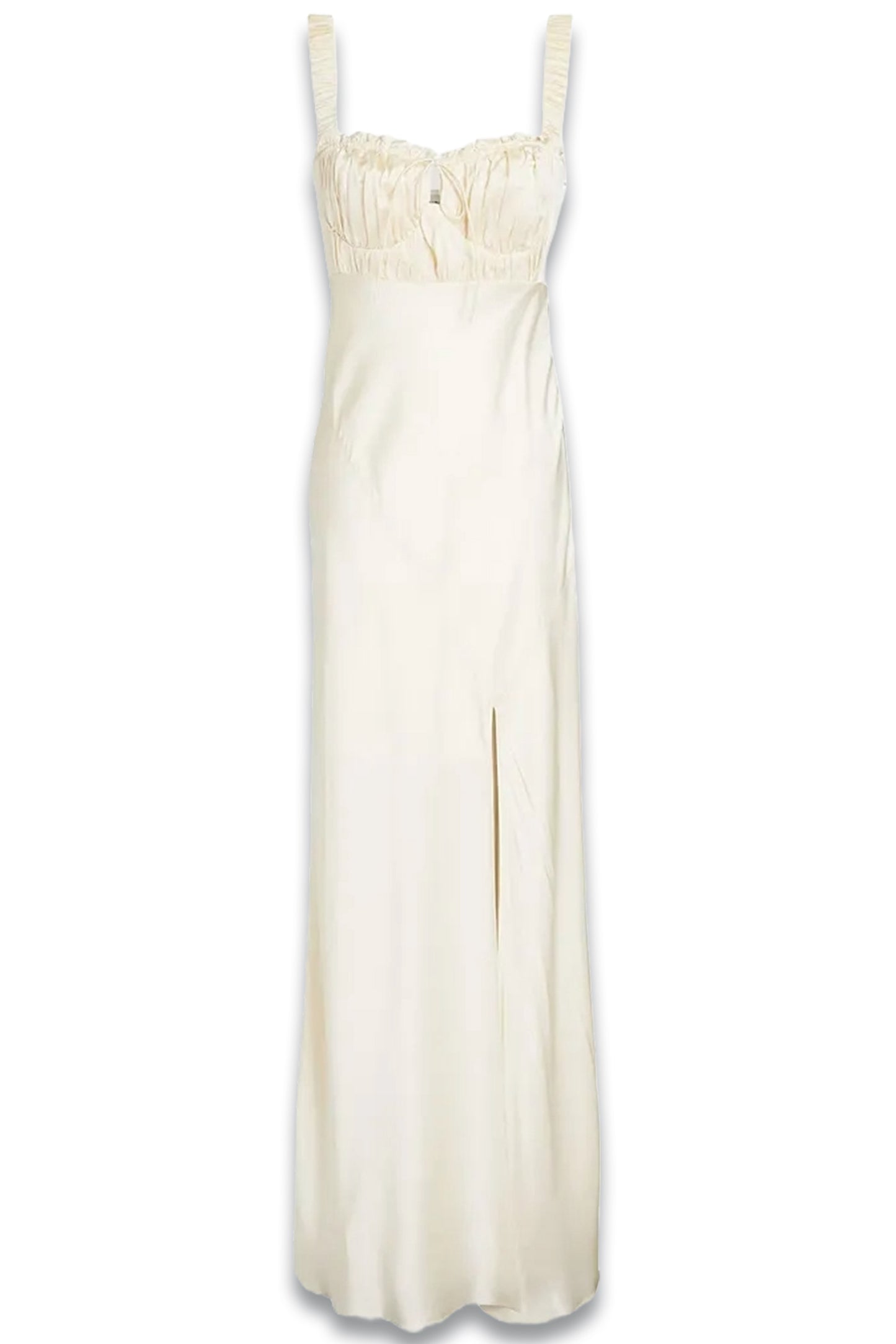 Nina Gathered Silk-satin Maxi Dress