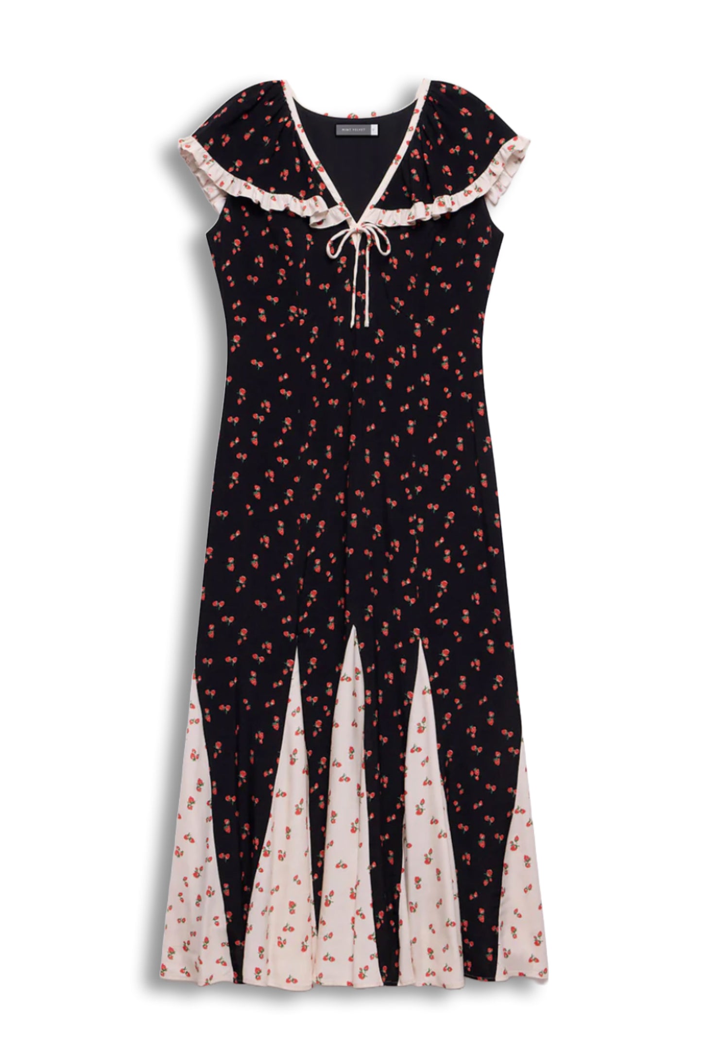 Black Strawberry Print Maxi Dress