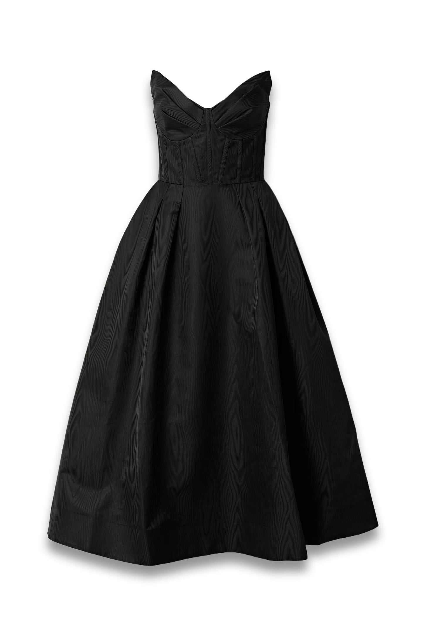Luiza Strapless Pleated Moire Midi Dress