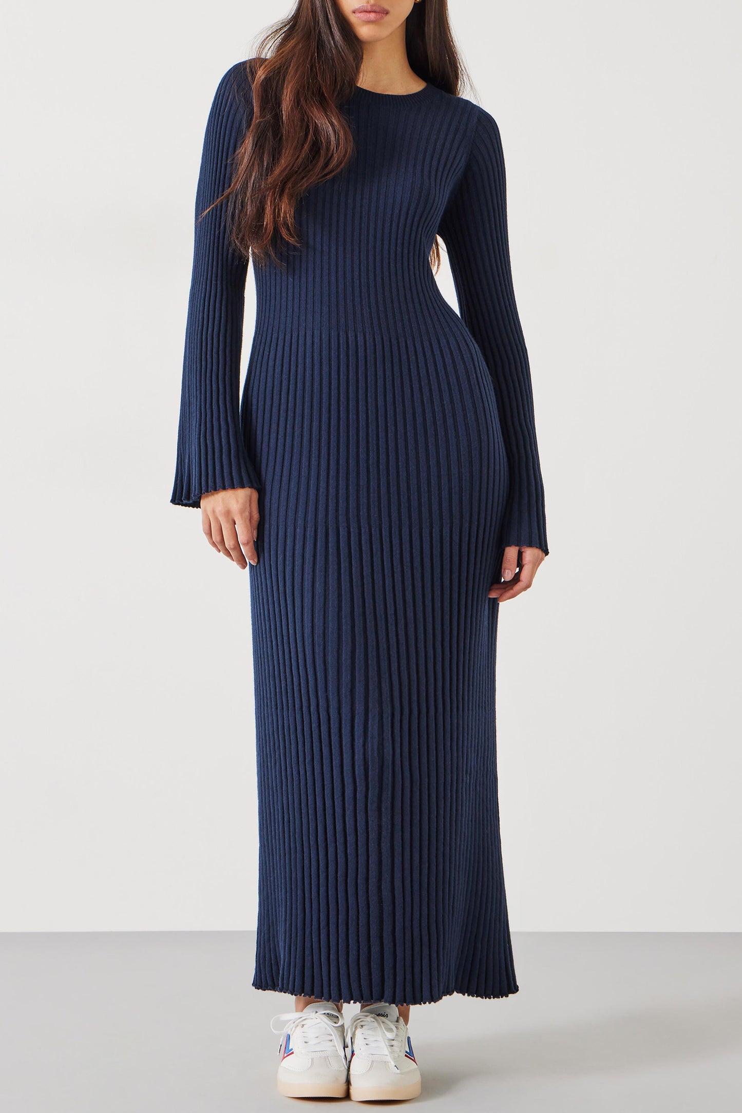 Penny Crew Neck Ribbed Knitted Dress