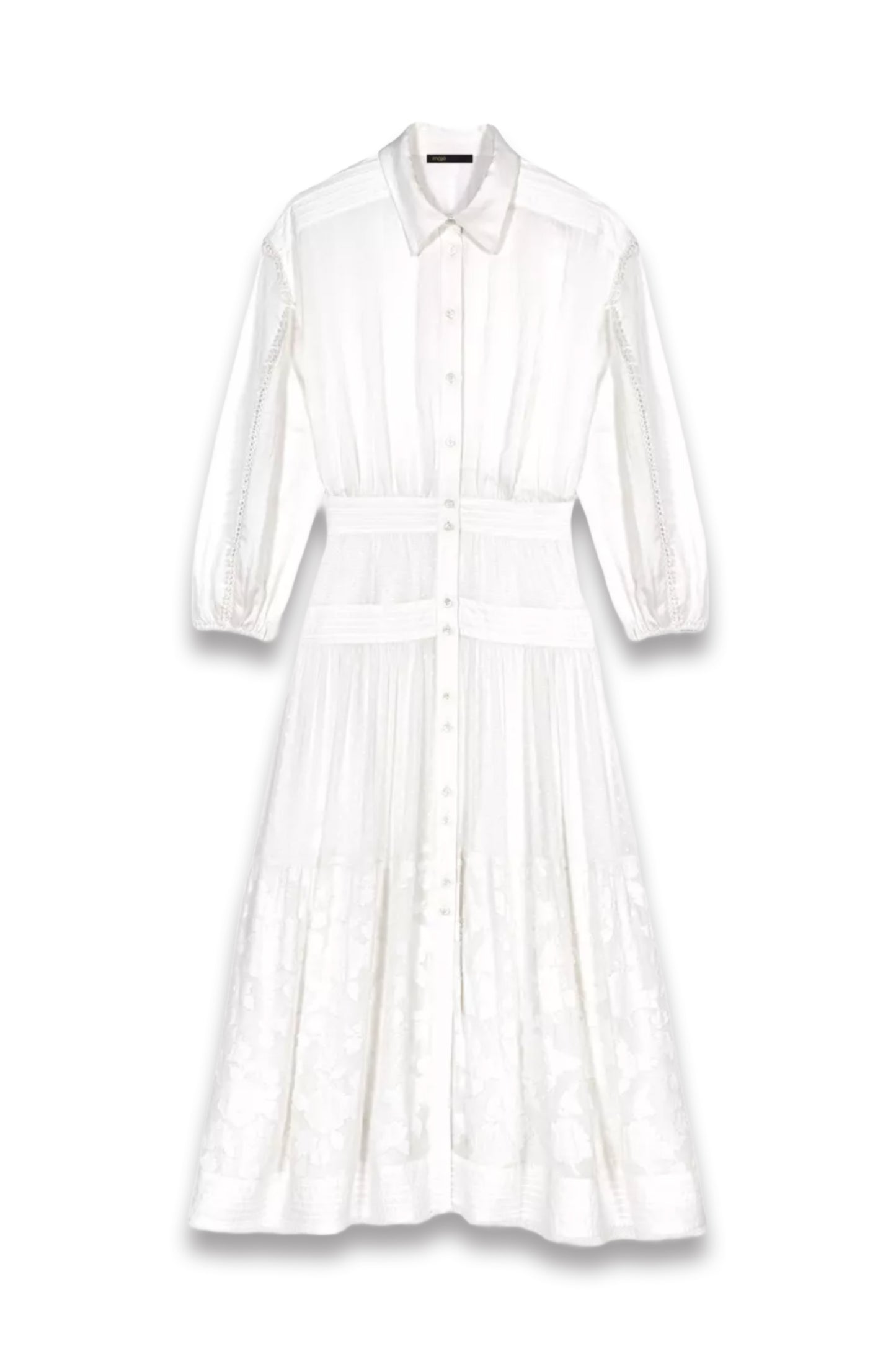 Flower-Embroidered Button-Down Linen-Blend Maxi Dress