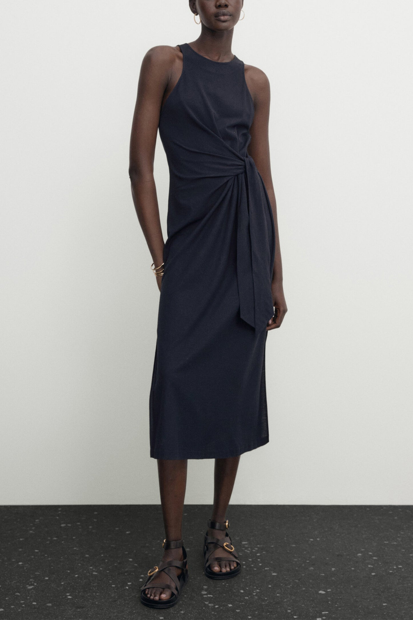 Midi Dress with Knot Detail