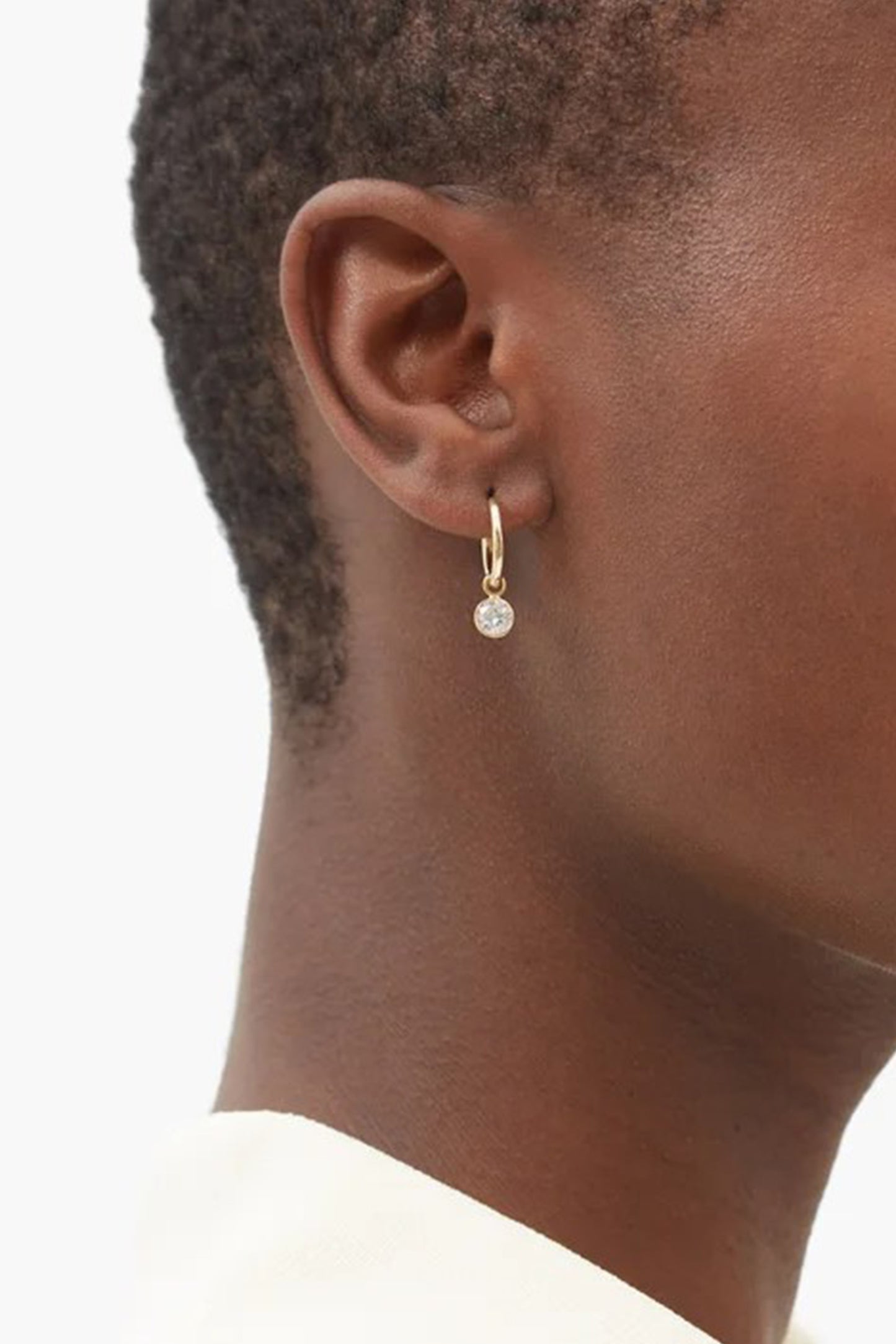 Zircon & Gold-plated Sterling Silver Hoop Earrings