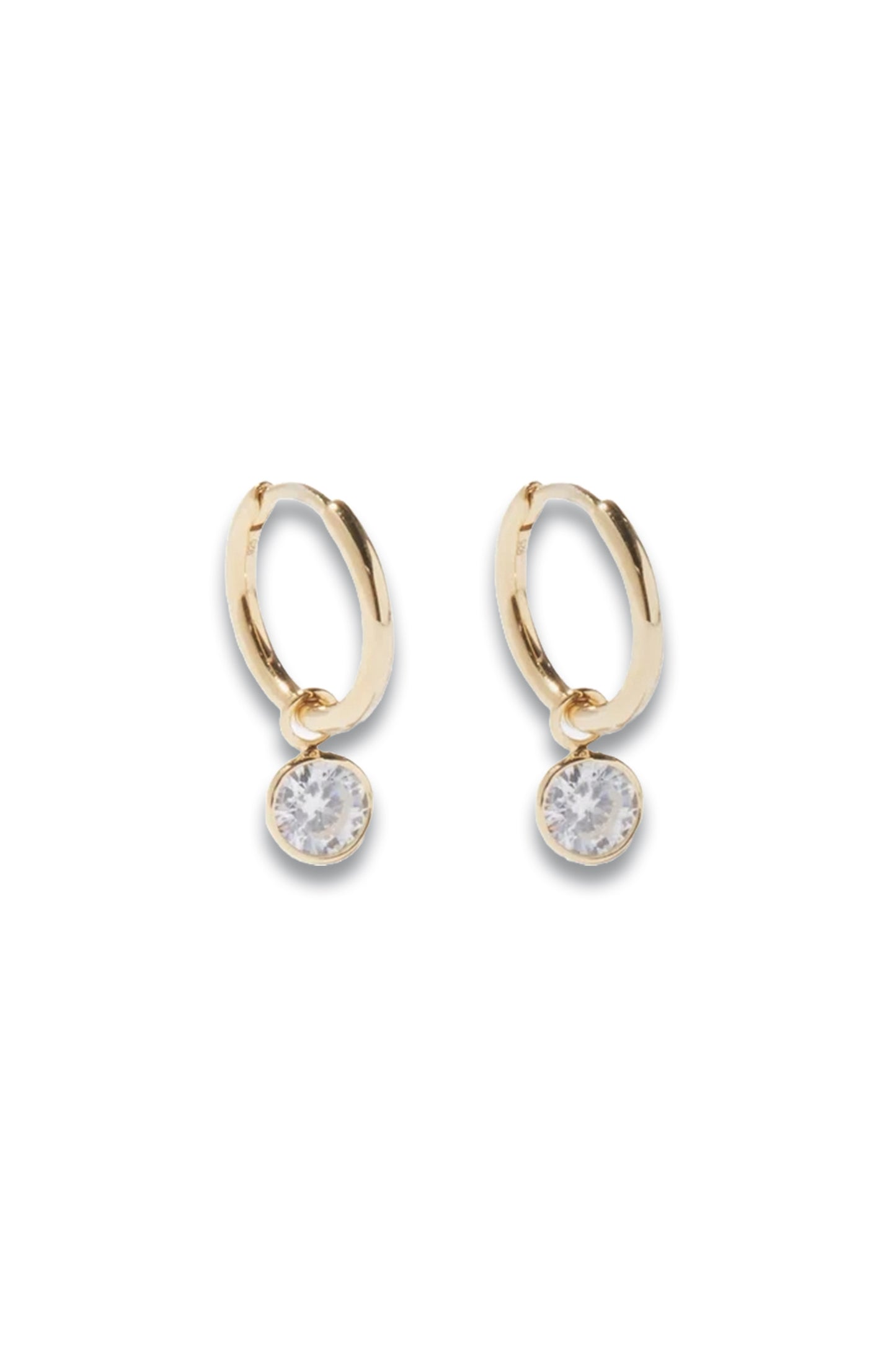 Zircon & Gold-plated Sterling Silver Hoop Earrings