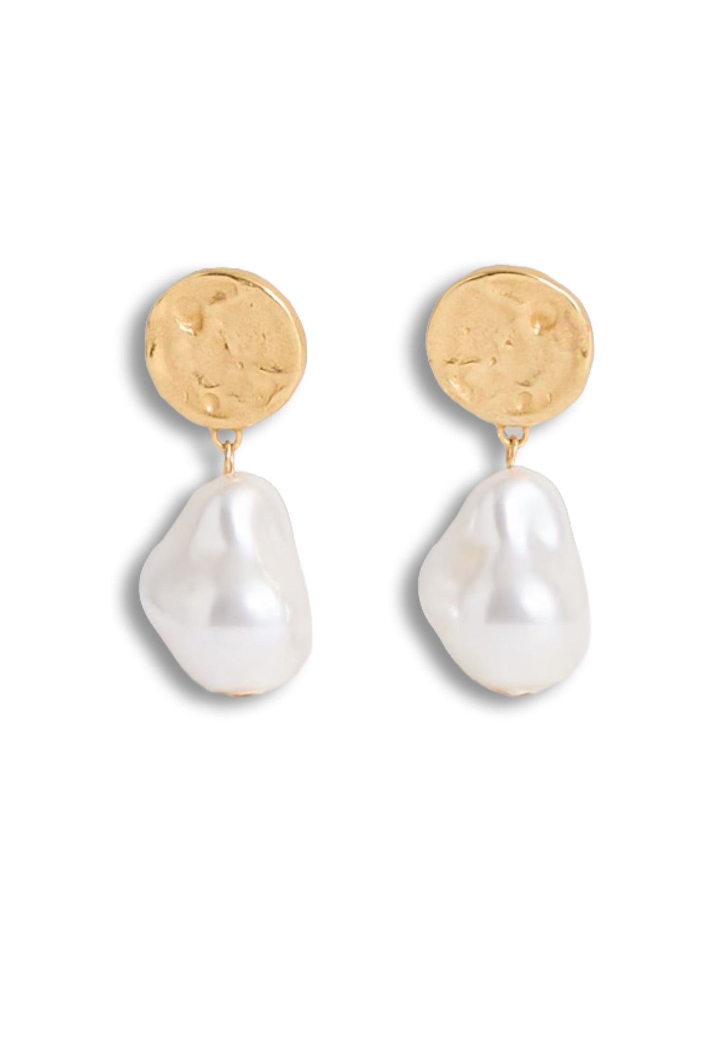 Maya Molten Faux-Pearl Drop Earrings in Gold Tone