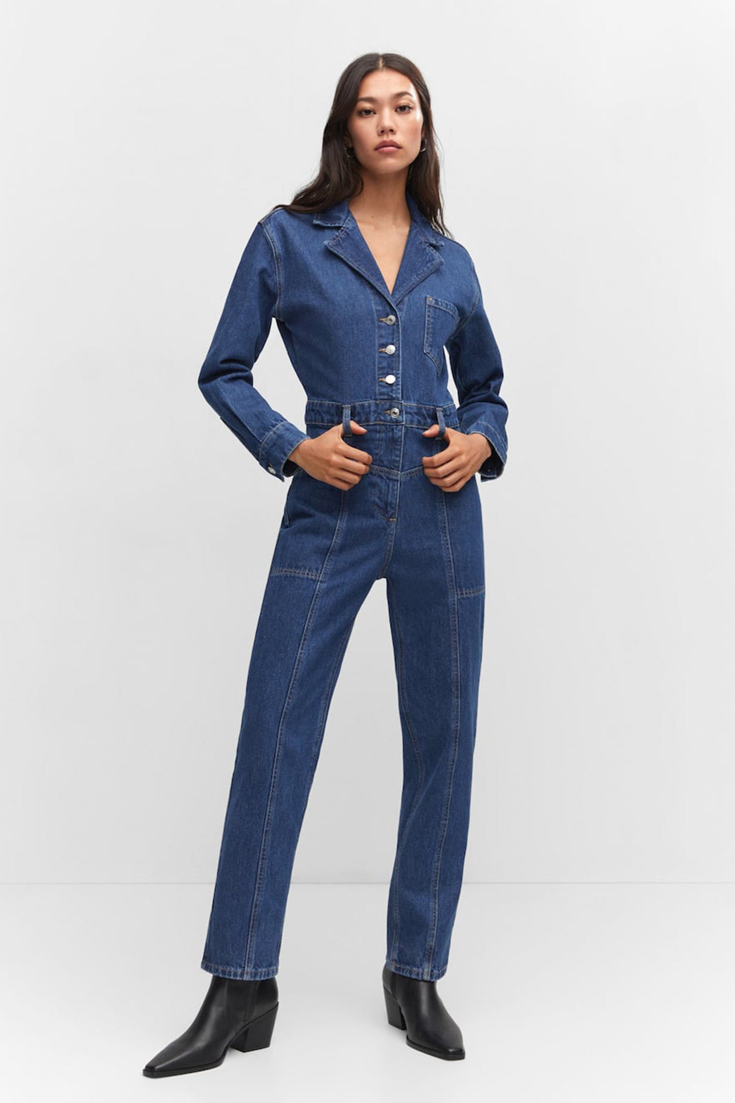 Flap Denim Jumpsuit