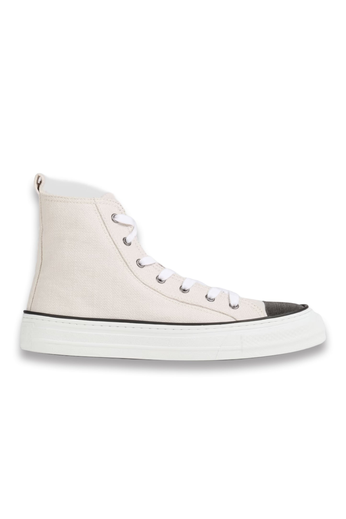 Bead-Embellished Canvas High-Top Sneakers