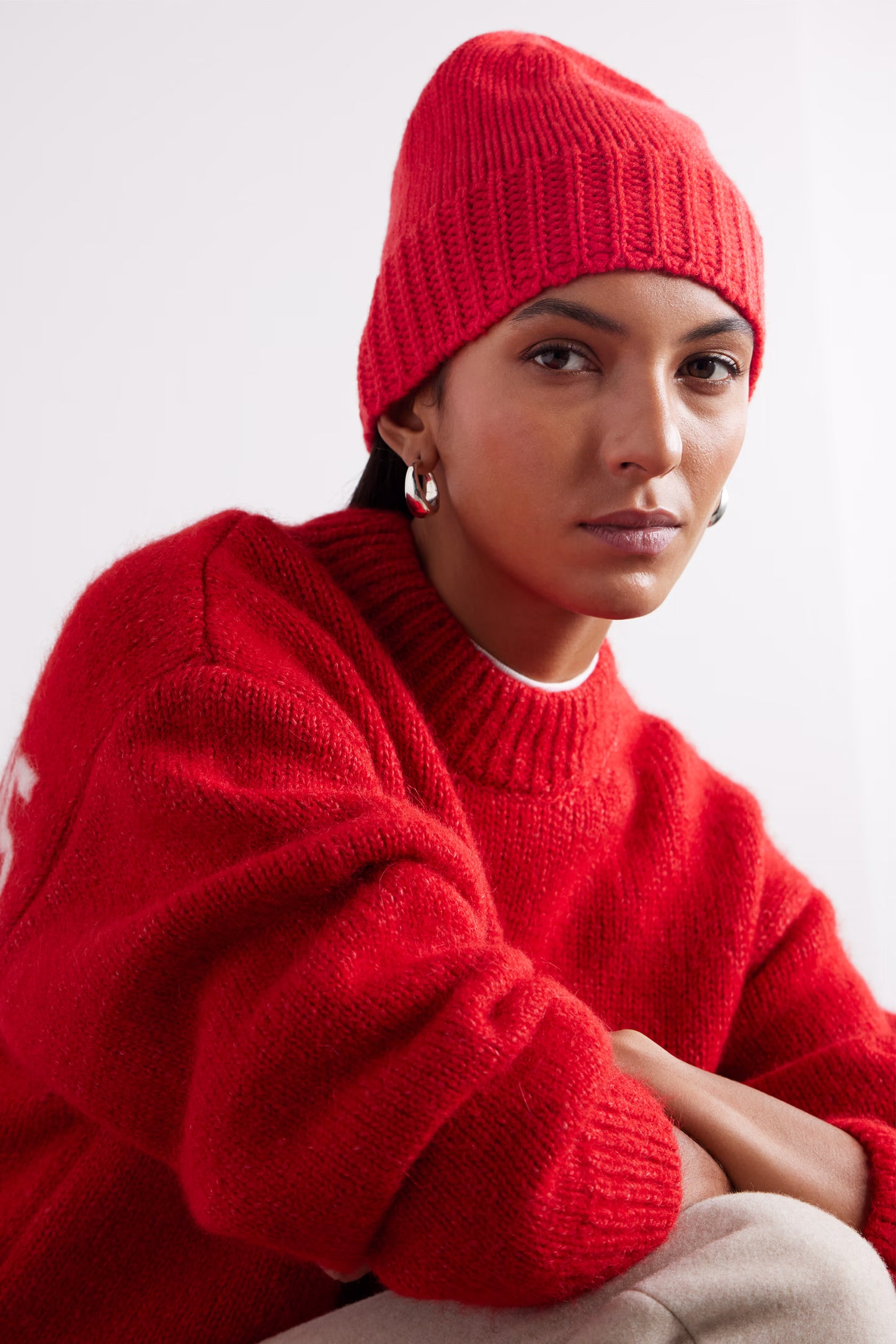 + NET SUSTAIN Red Cashmere Beanie