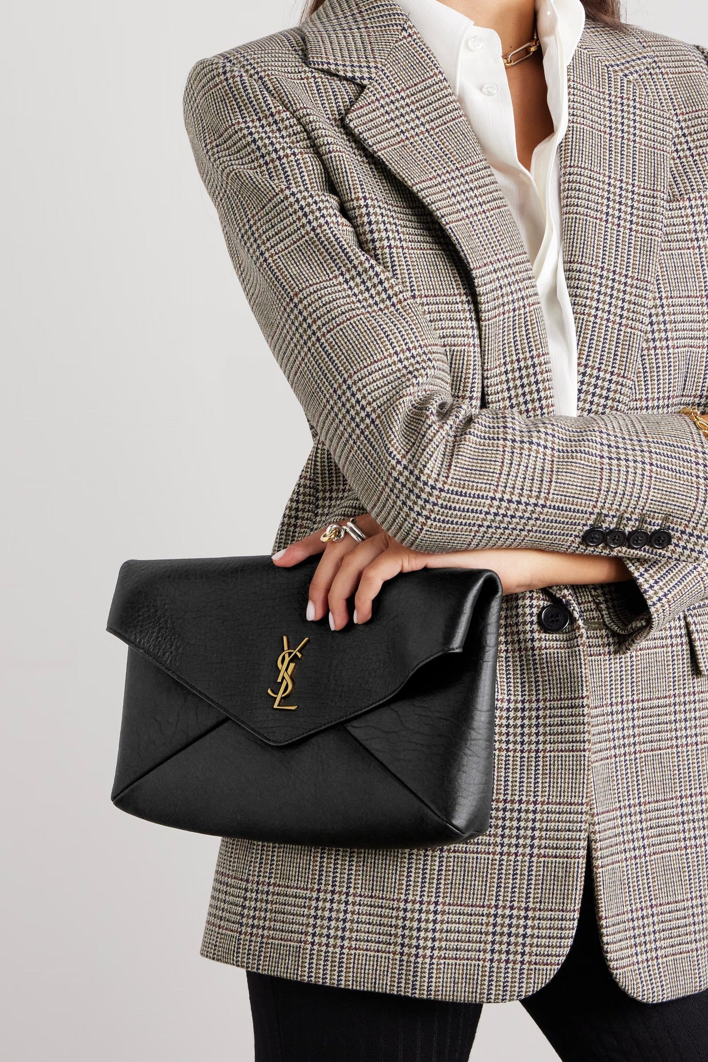 Cassandre Textured-leather Clutch