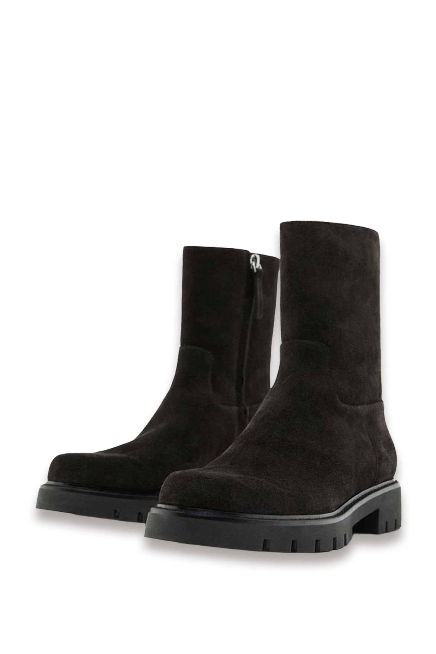 Split Suede Ankle Boots With Track Sole