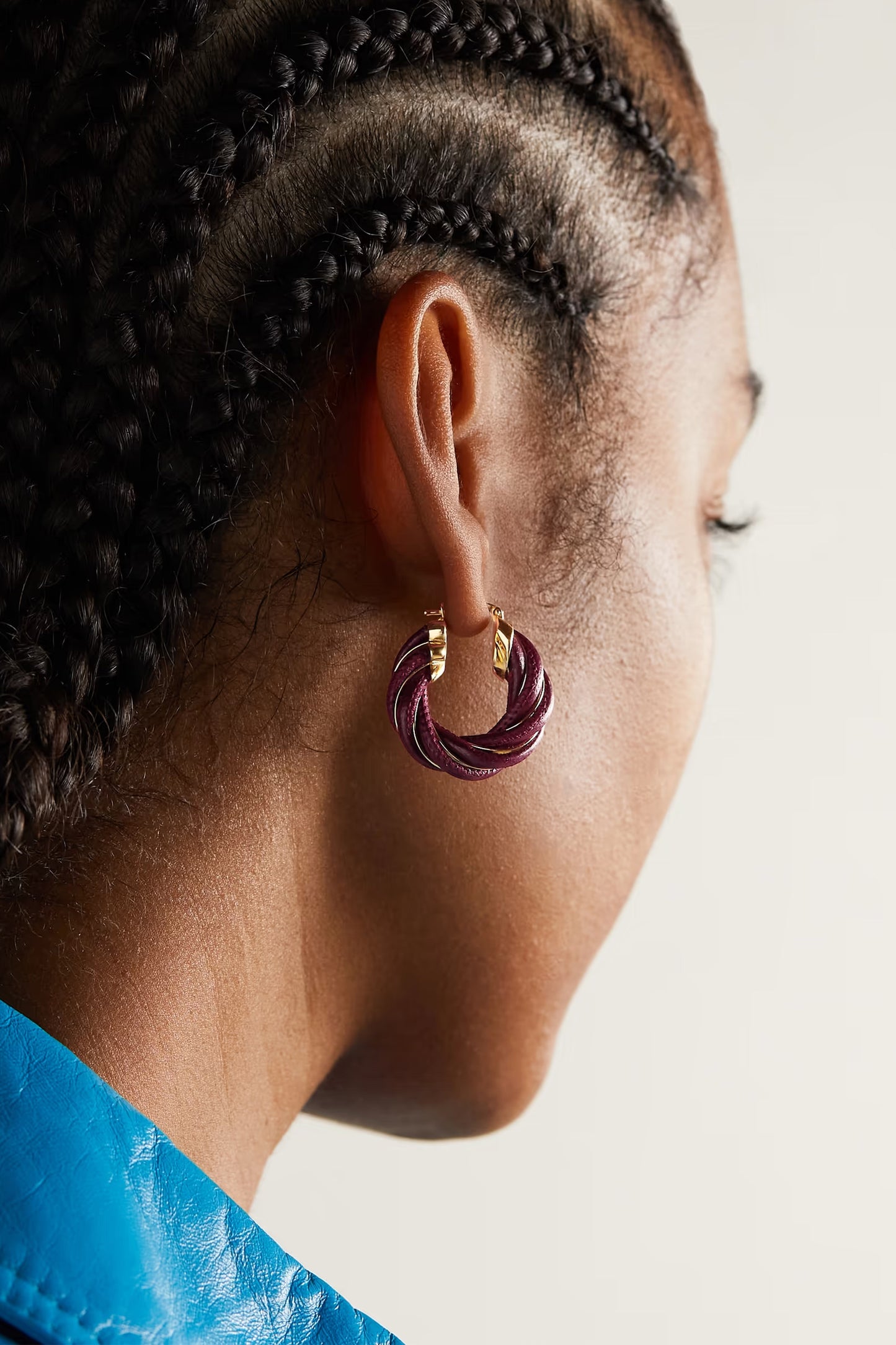 Twist Gold-tone and Leather Hoop Earrings