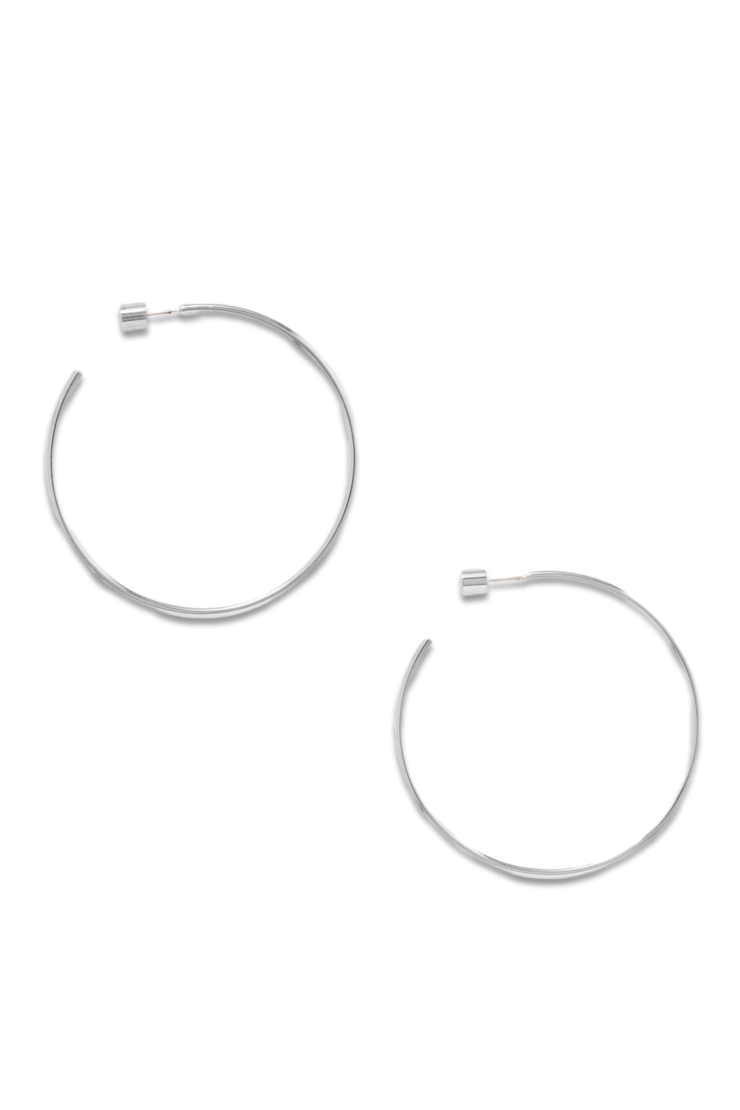 2" Thread Silver-plated Hoop Earrings