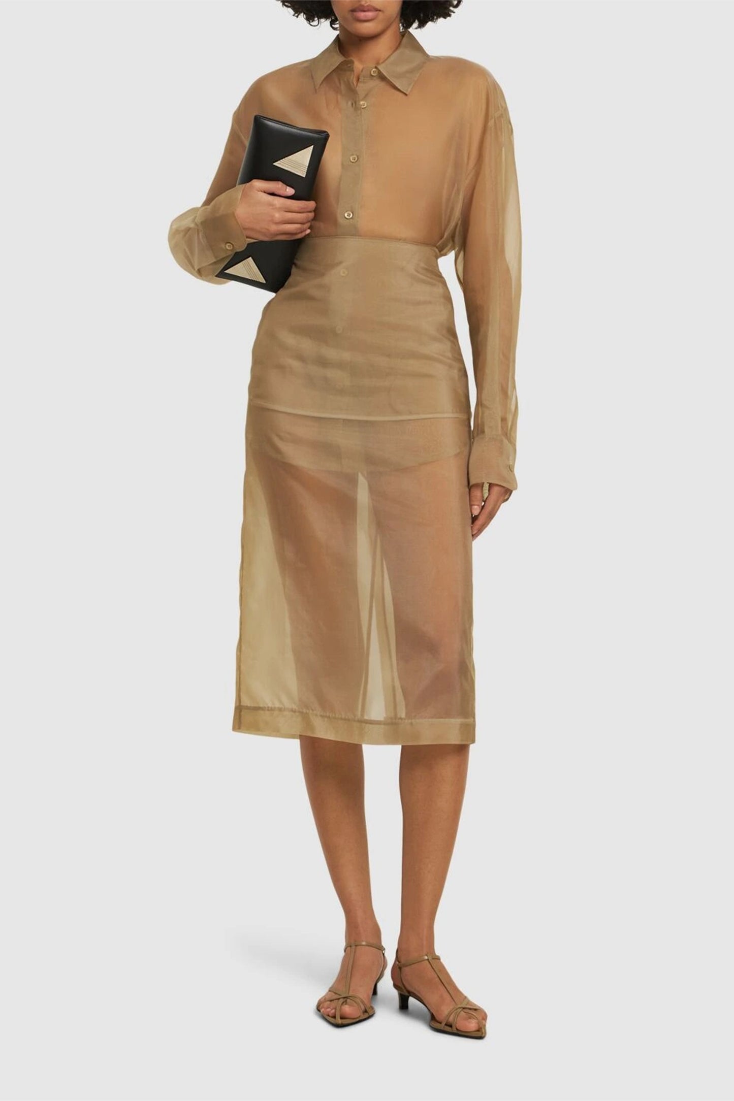 Peri Sheer Silk Blend Midi Skirt