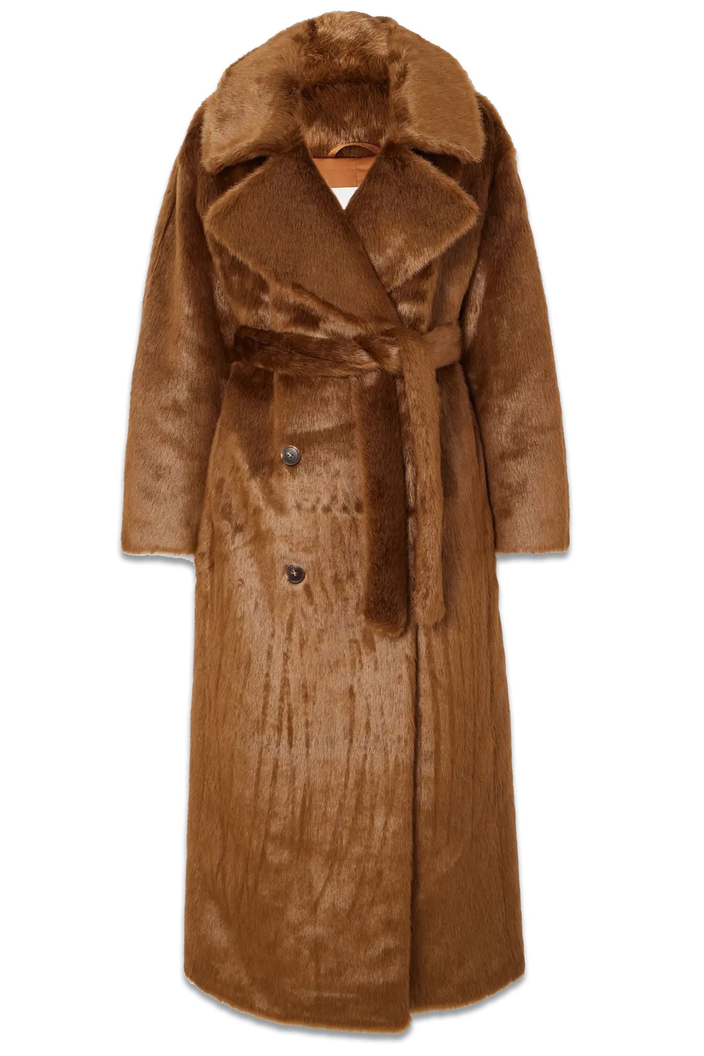 Joni Belted Double-breasted Faux Fur Coat